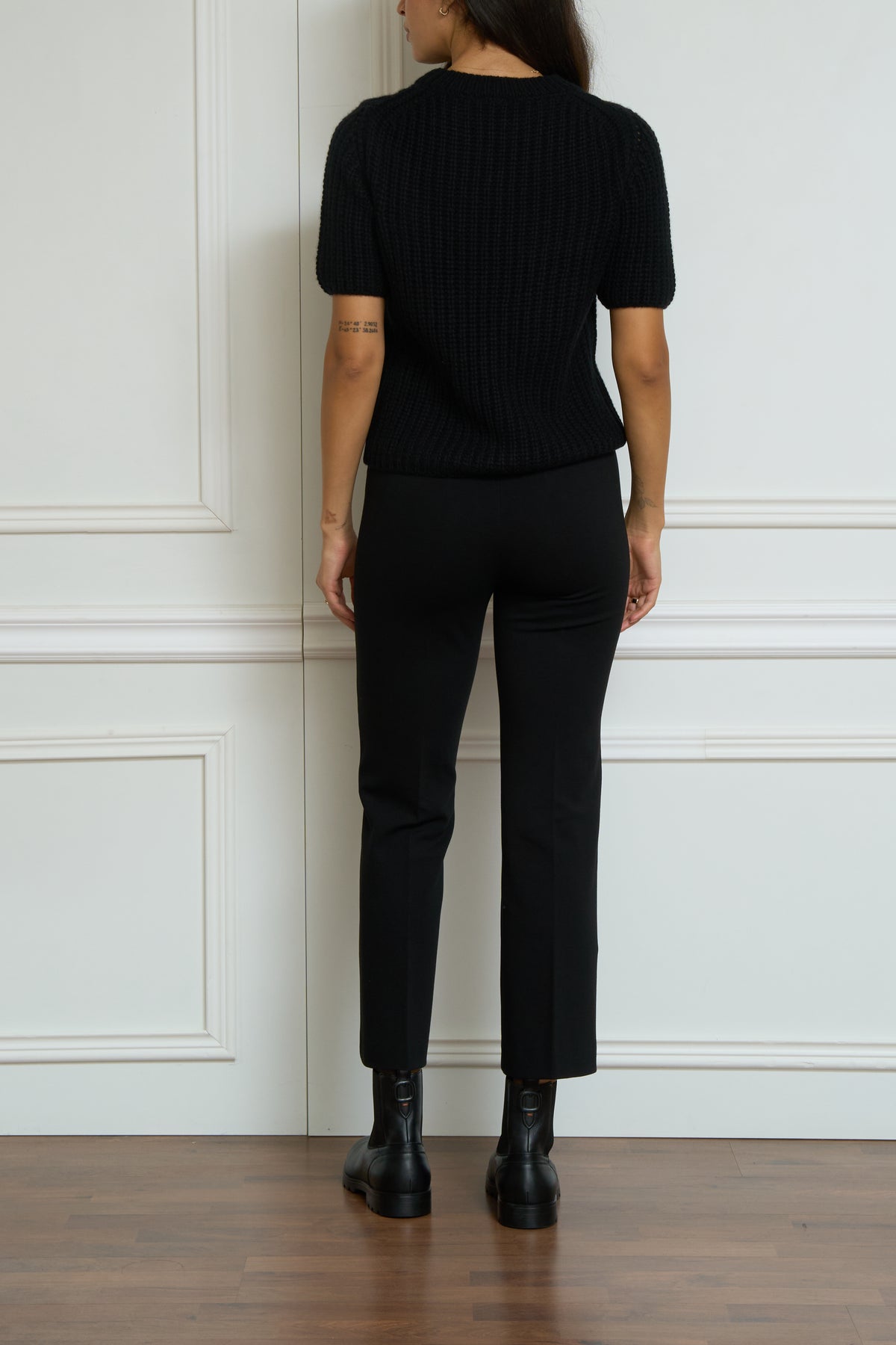 Kaschmir Kurzarmpullover in schwarz