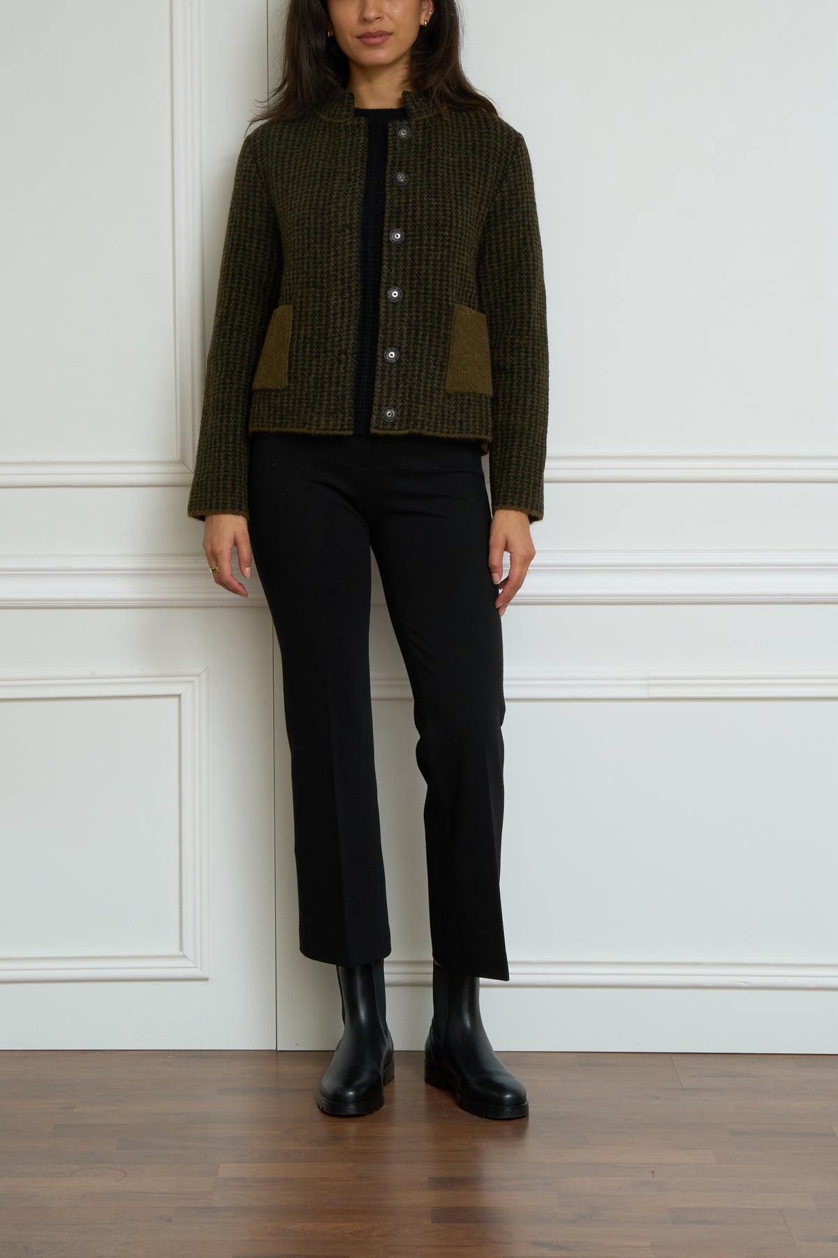 Gemusterte Strickjacke in grün
