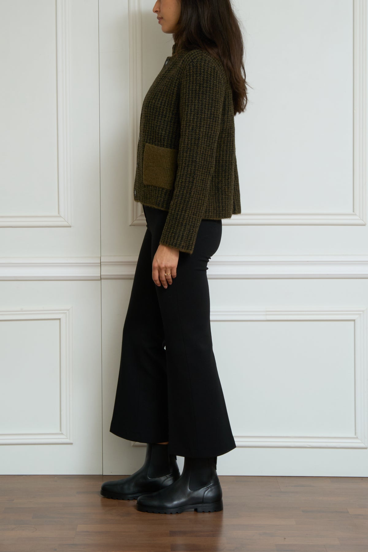 Gemusterte Strickjacke in grün