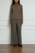 brown cashmere and silk-blend turtleneck sweater