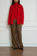 red cashmere-silk blend cardigan