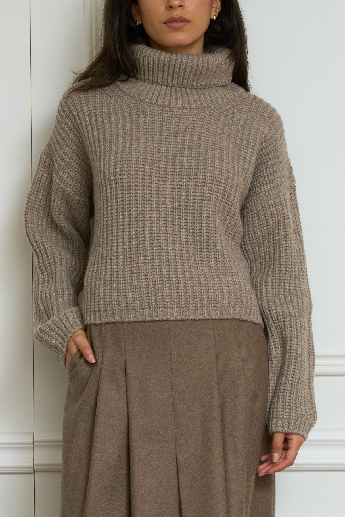 Kaschmir Rollpullover in taupe