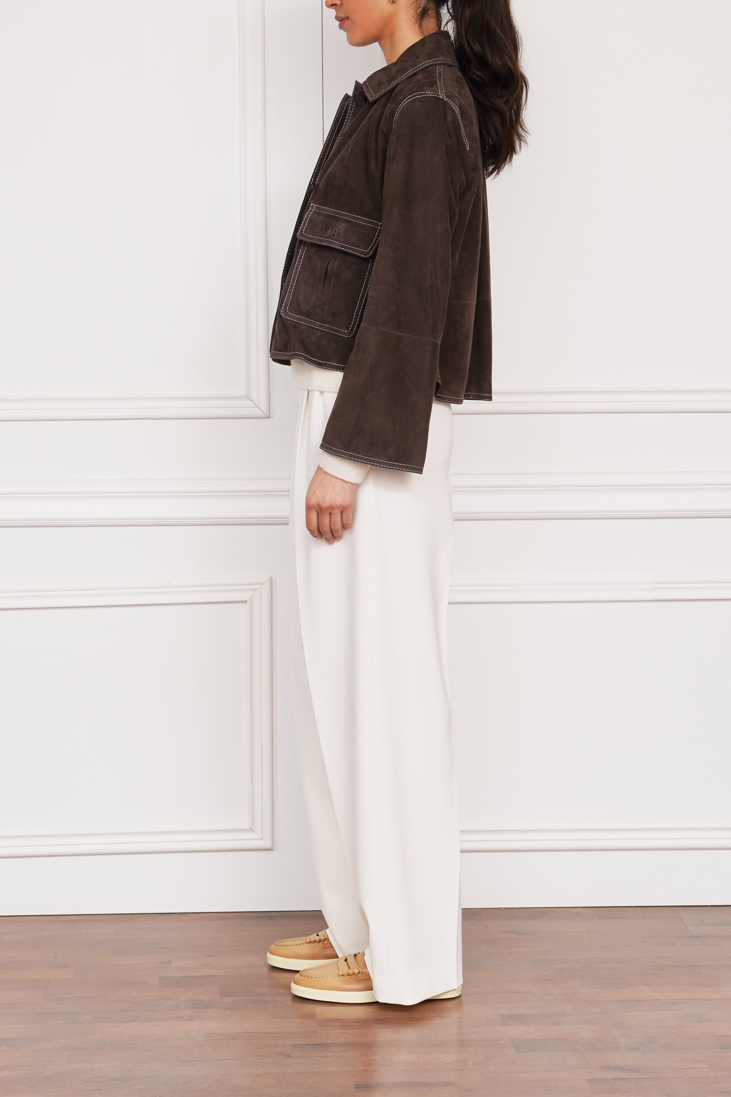 Wildlederjacke in dunkelbraun