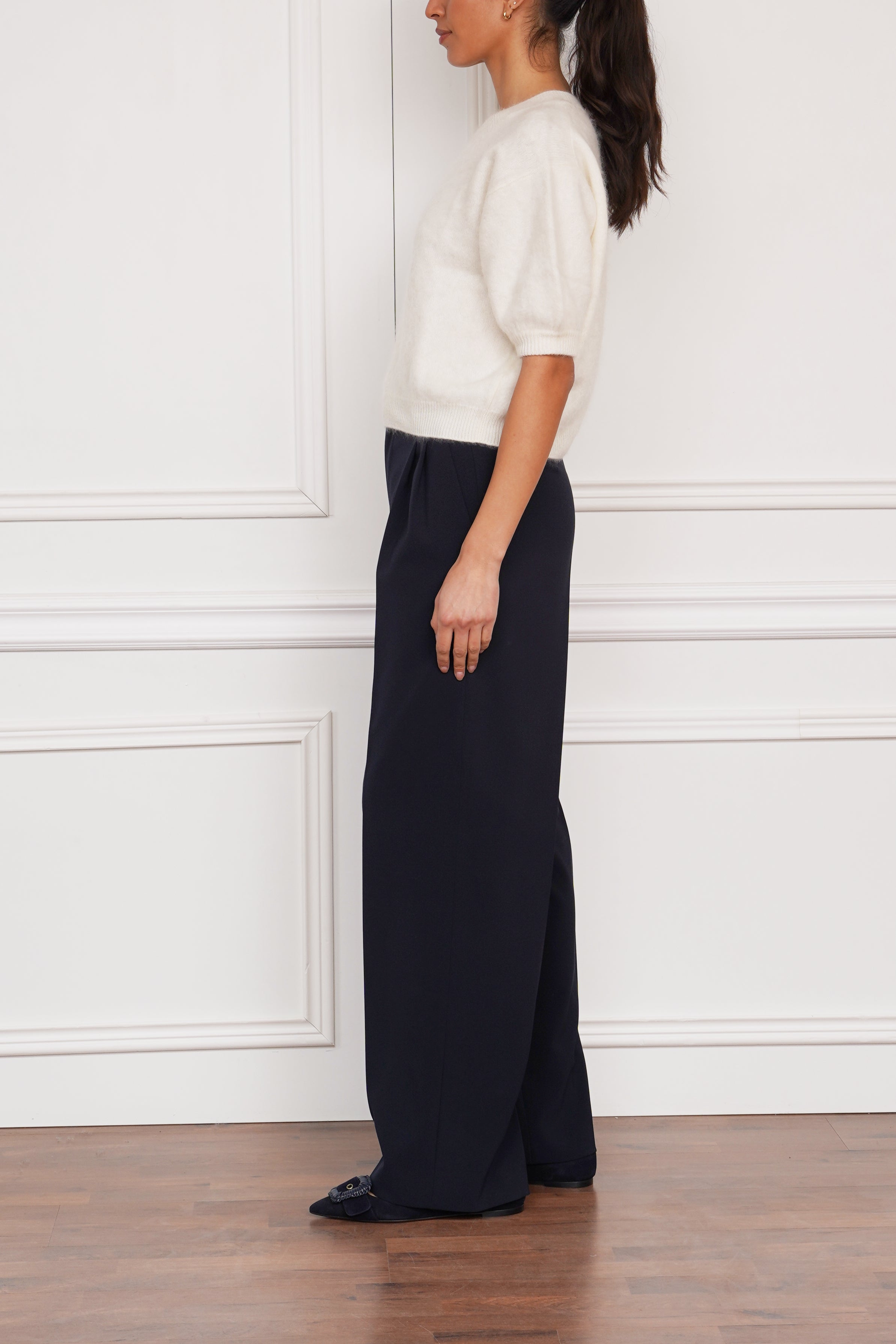 Cashmere short-sleeved sweater 'Juniper' in cream white