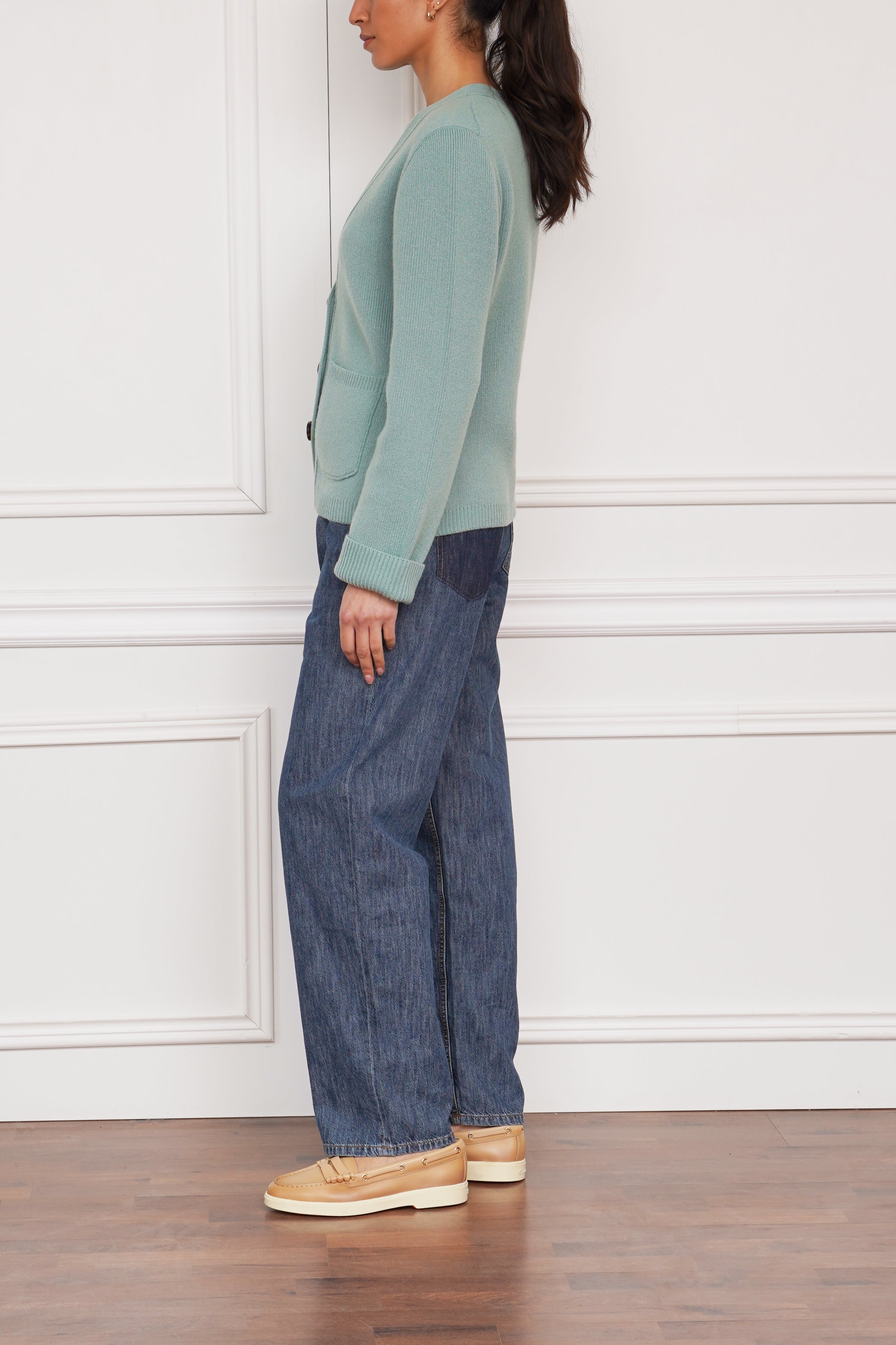 Kaschmirstrickjacke in grün