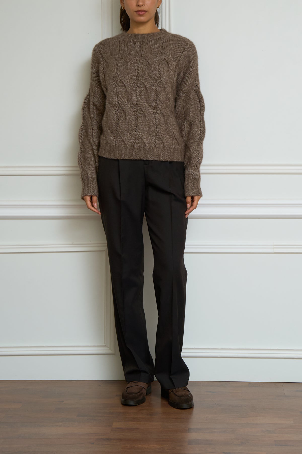 Zopfstrickpullover 'Daphne' in hazelnut