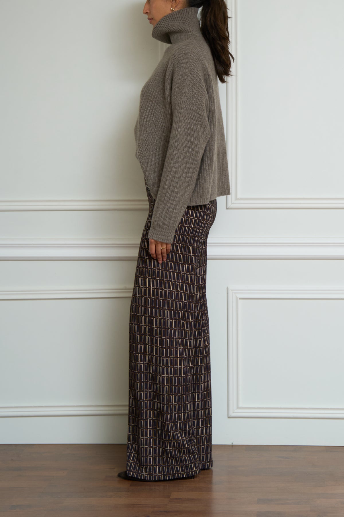 Gemusterte Hose in marine