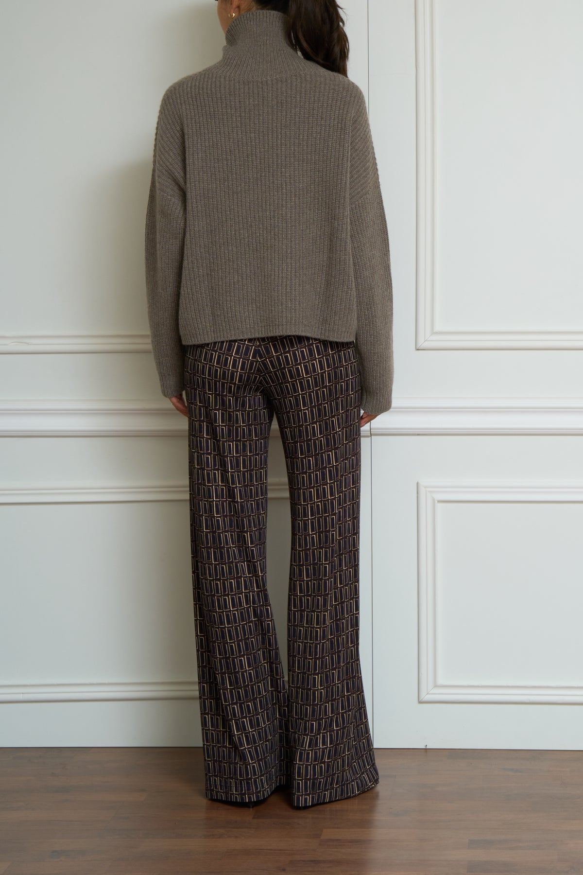 Gemusterte Hose in marine