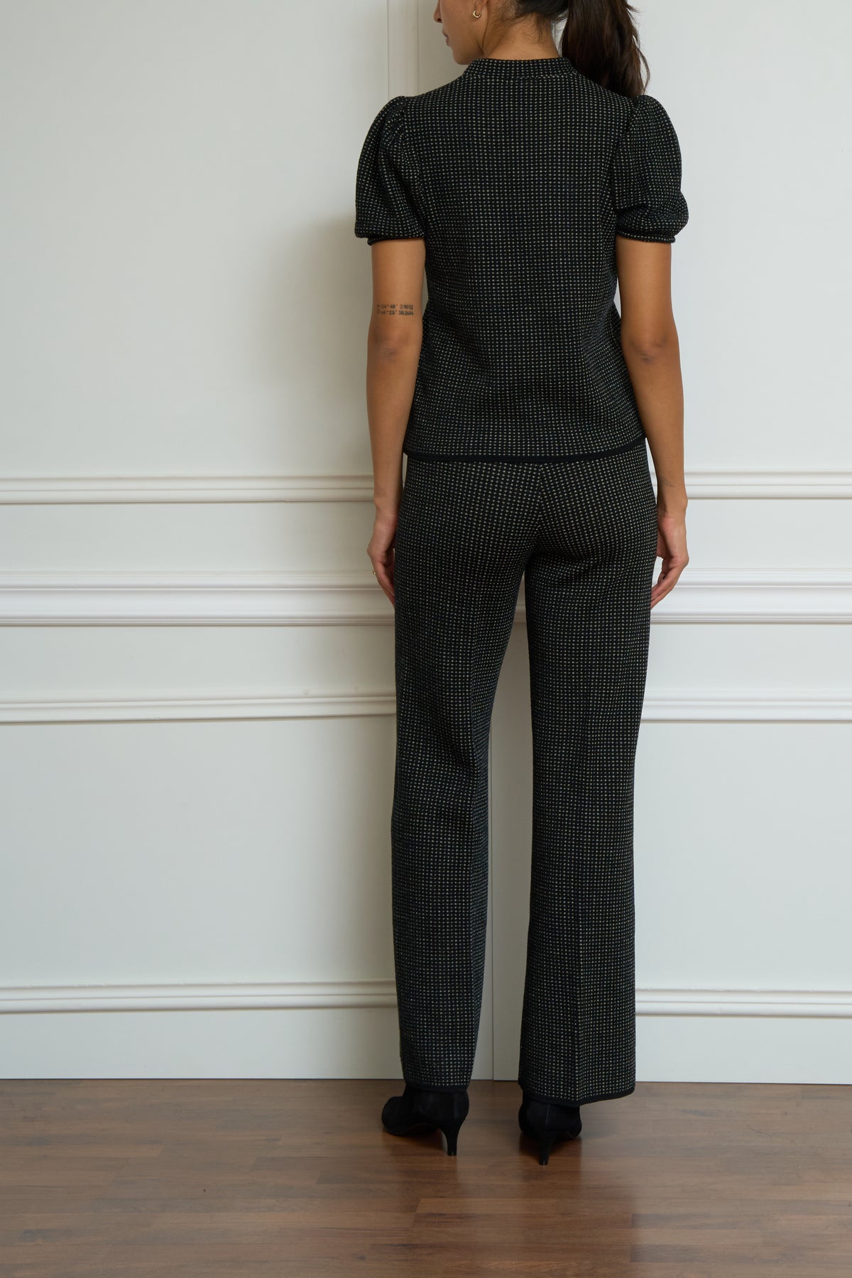 Wollhose mit Print in schwarz