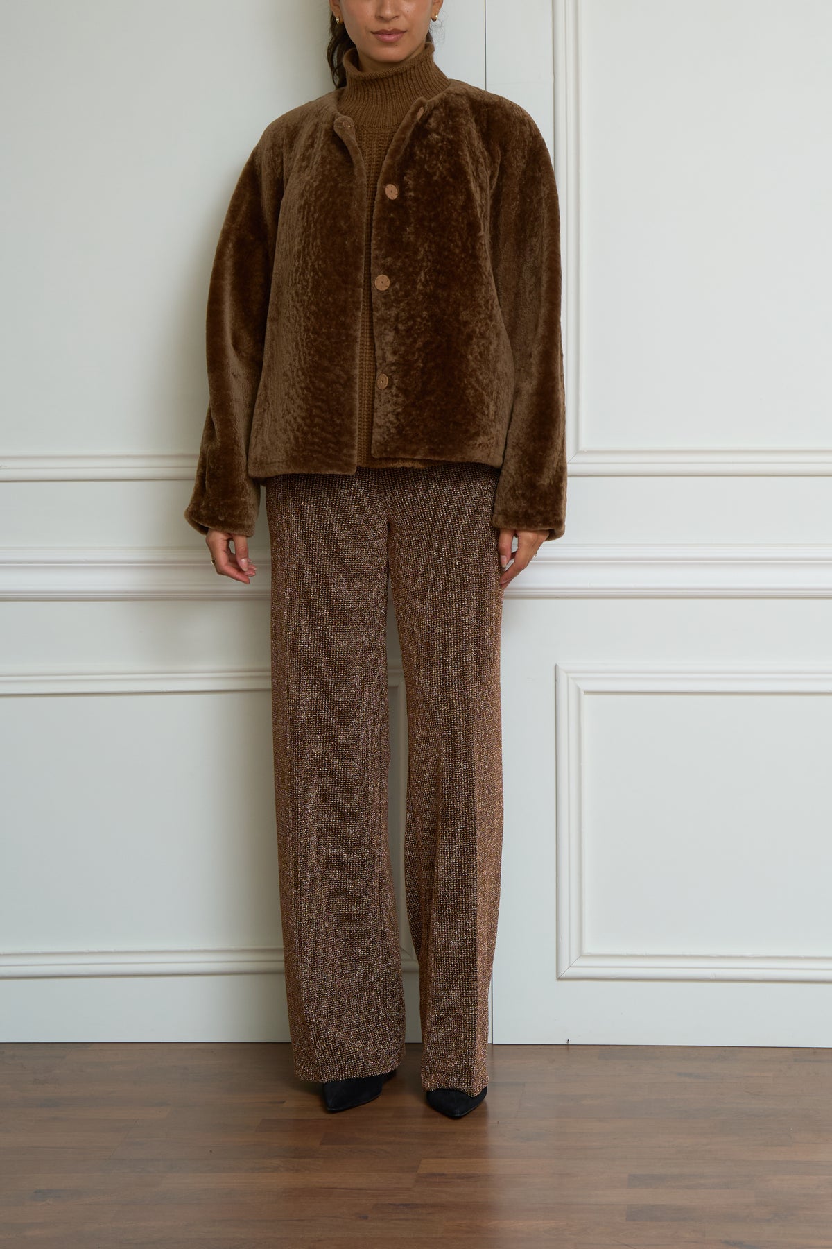 Lammfelljacke in camel
