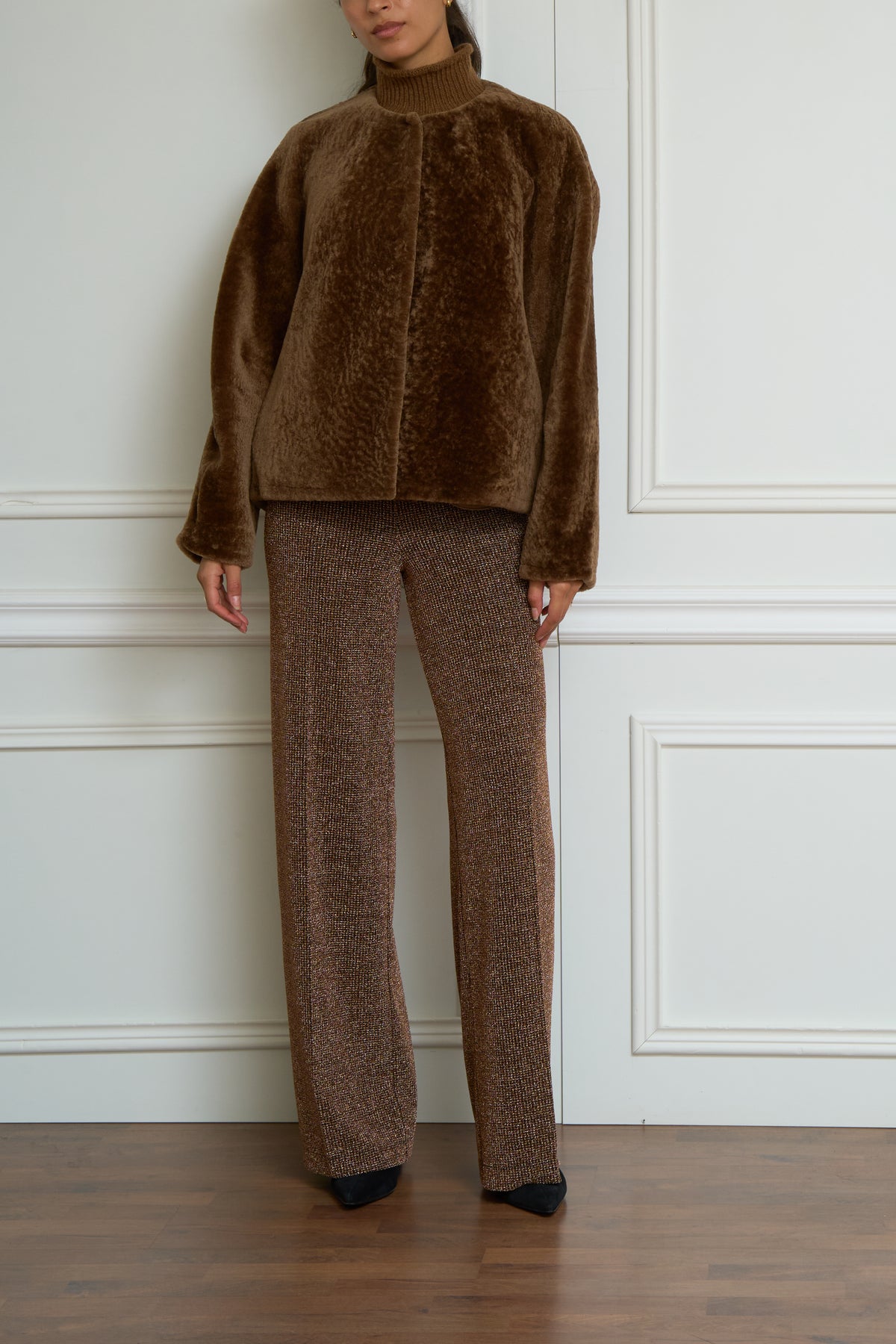 Lammfelljacke in camel