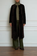 brown sheepskin coat