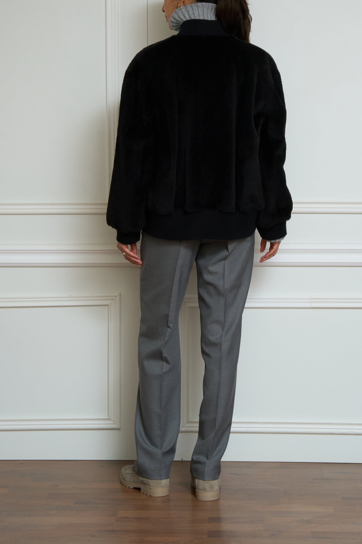 Lammfelljacke in schwarz