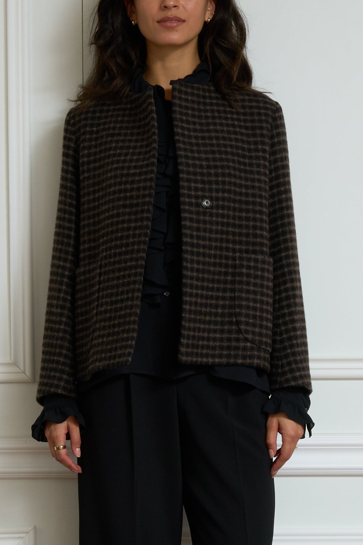 Jacke mit Karo-Muster in braun