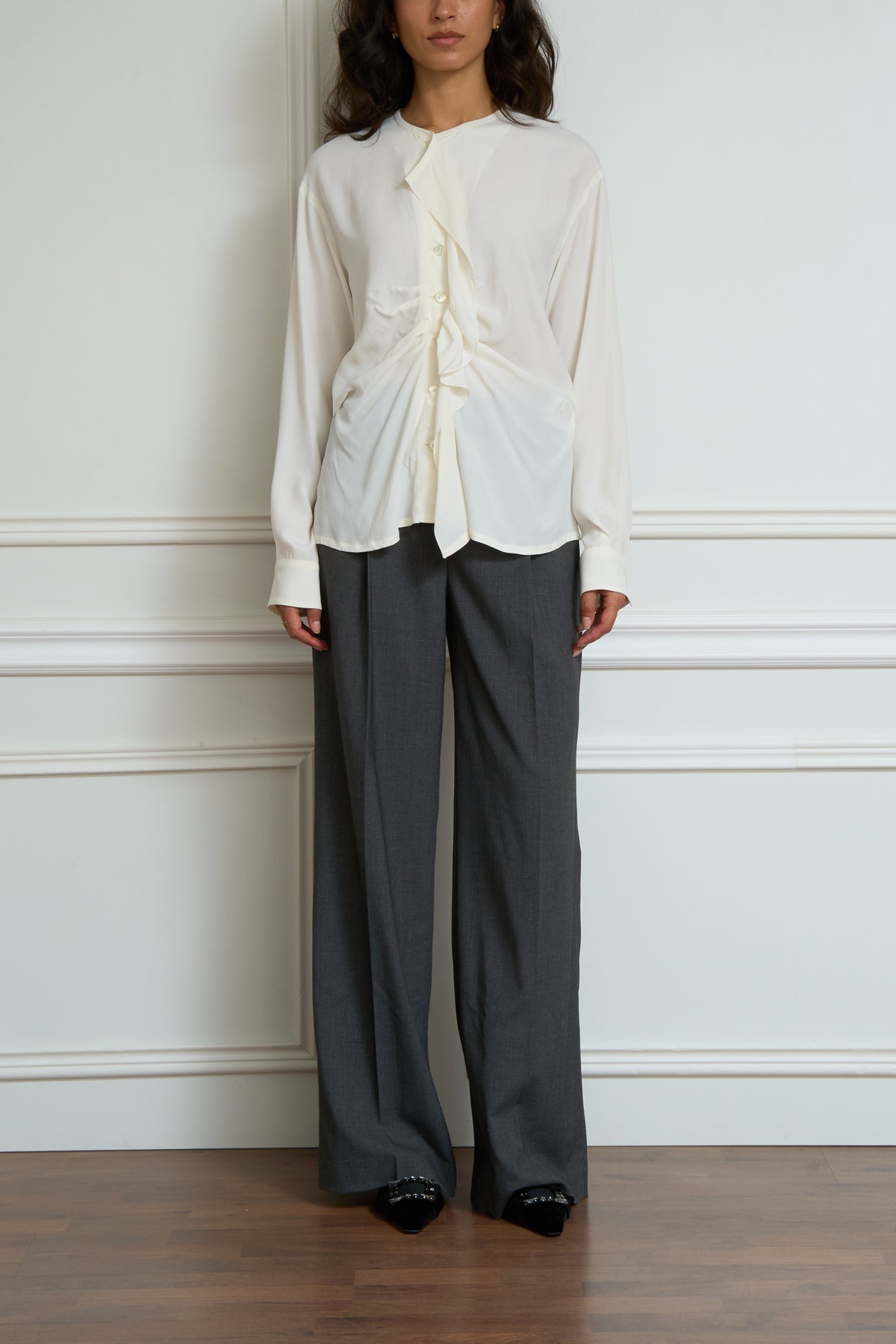 Seidenbluse in creme