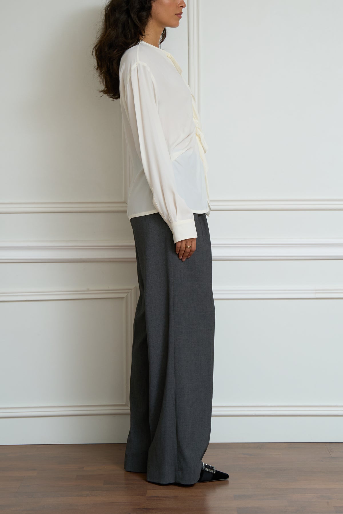 Seidenbluse in creme