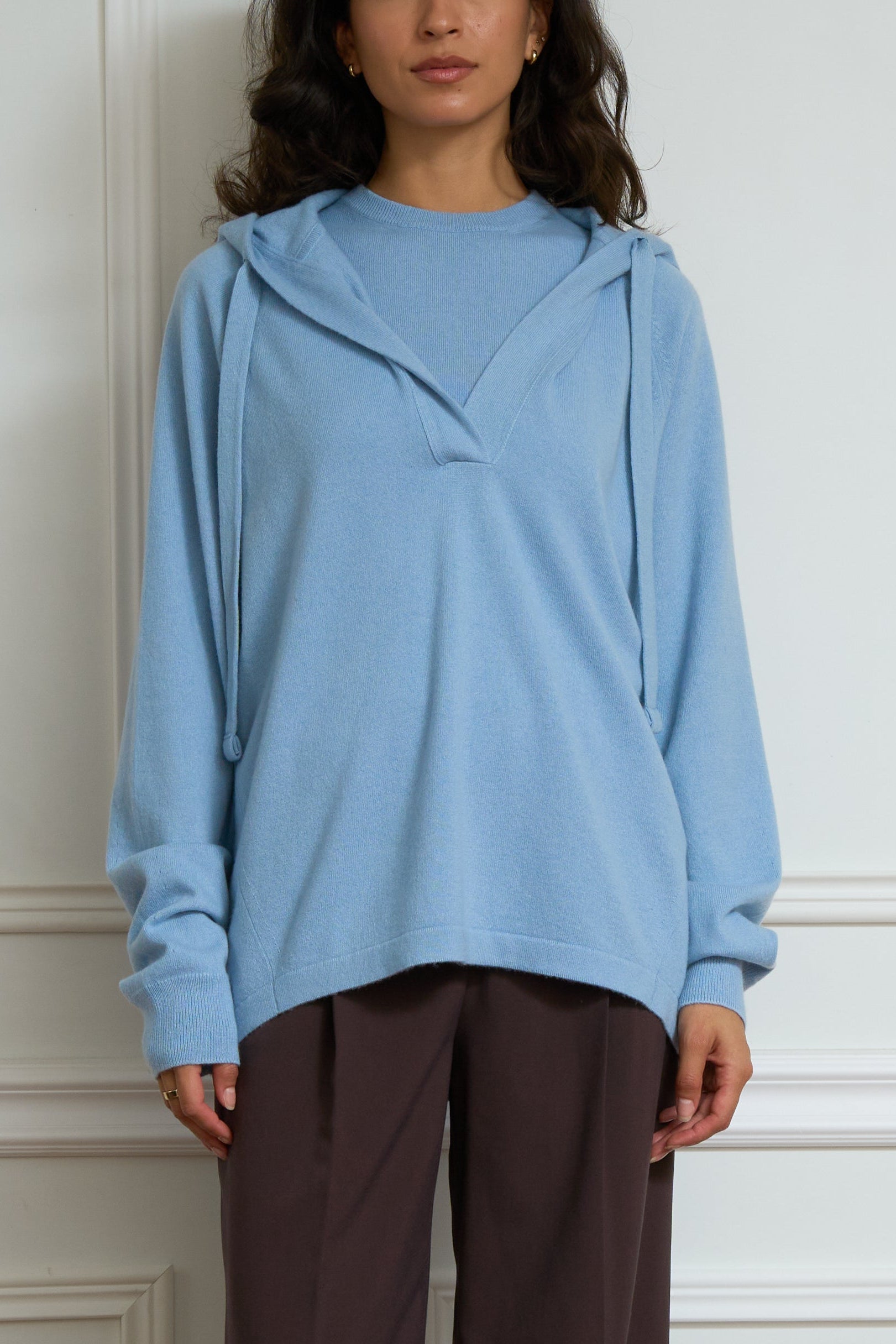 Light blue cashmere hoodie