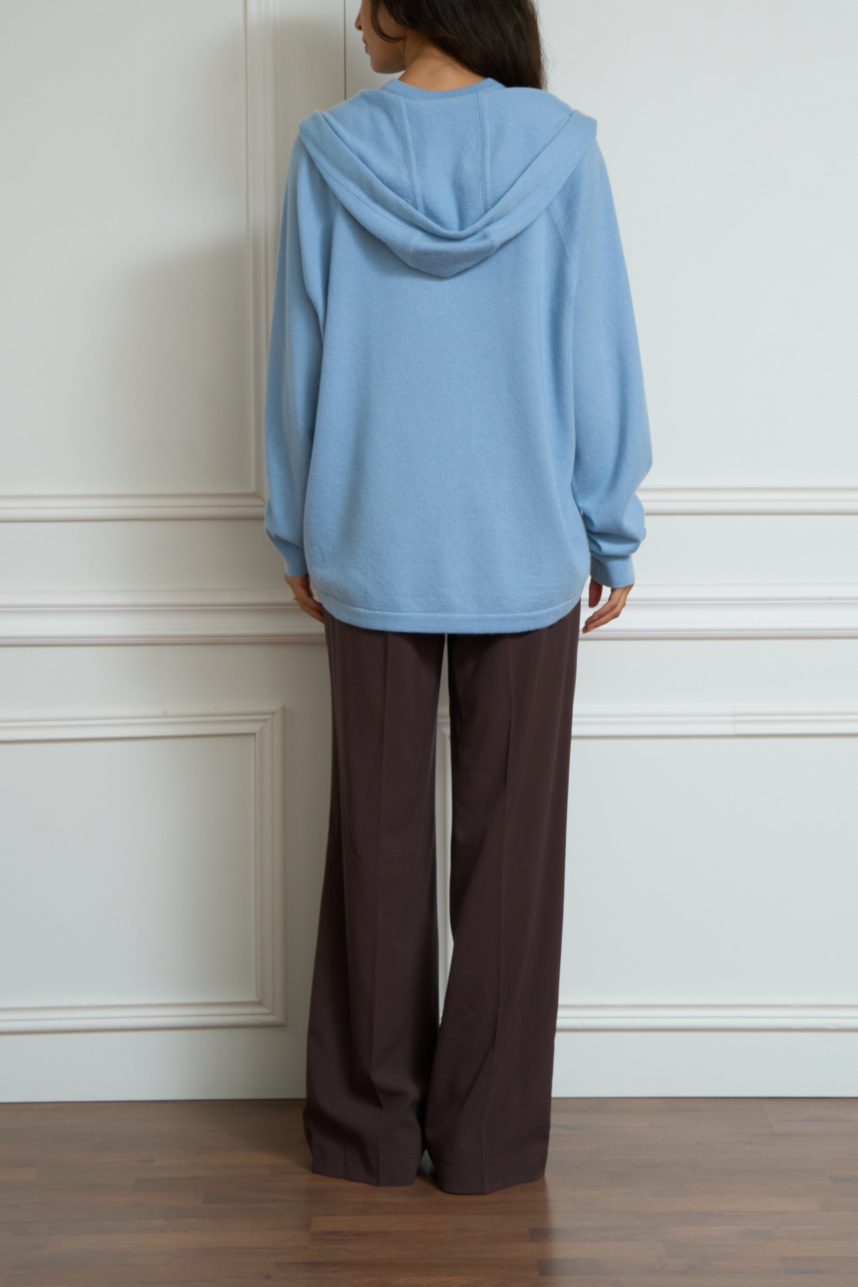 Light blue cashmere hoodie