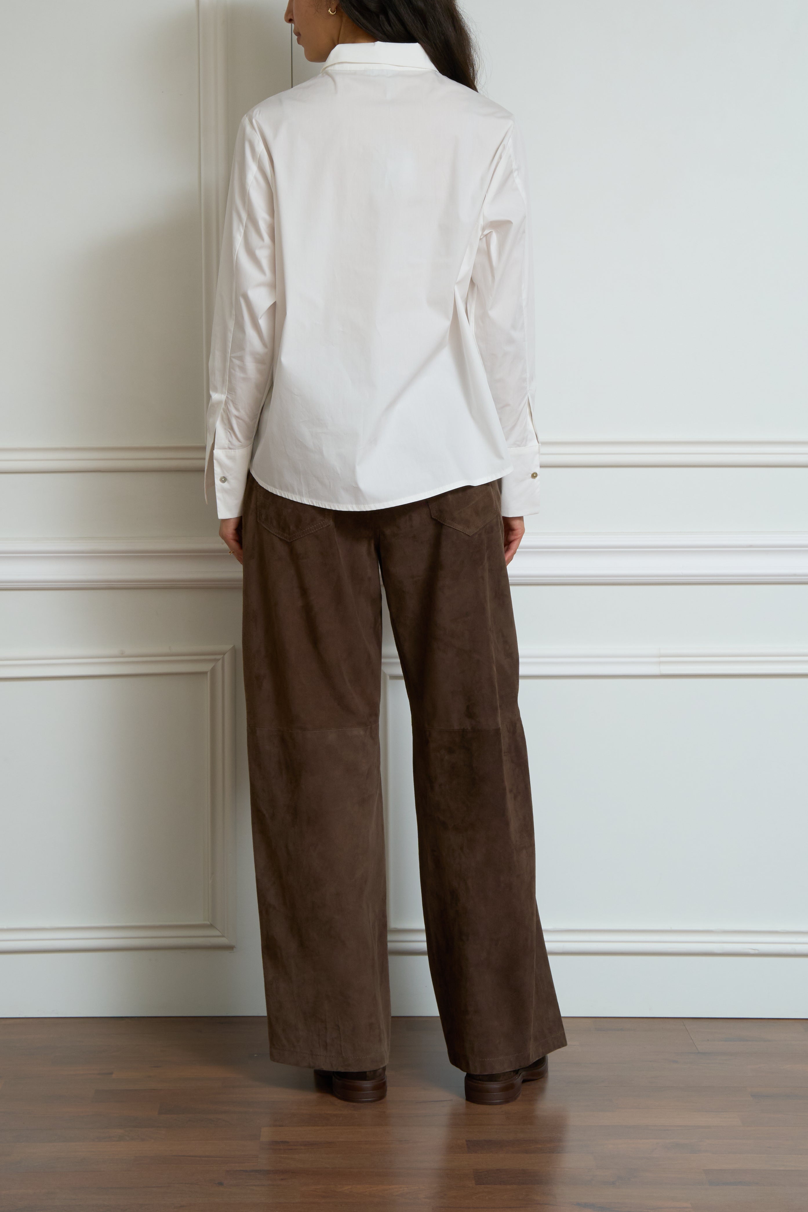 'Fulmine' brown suede trousers