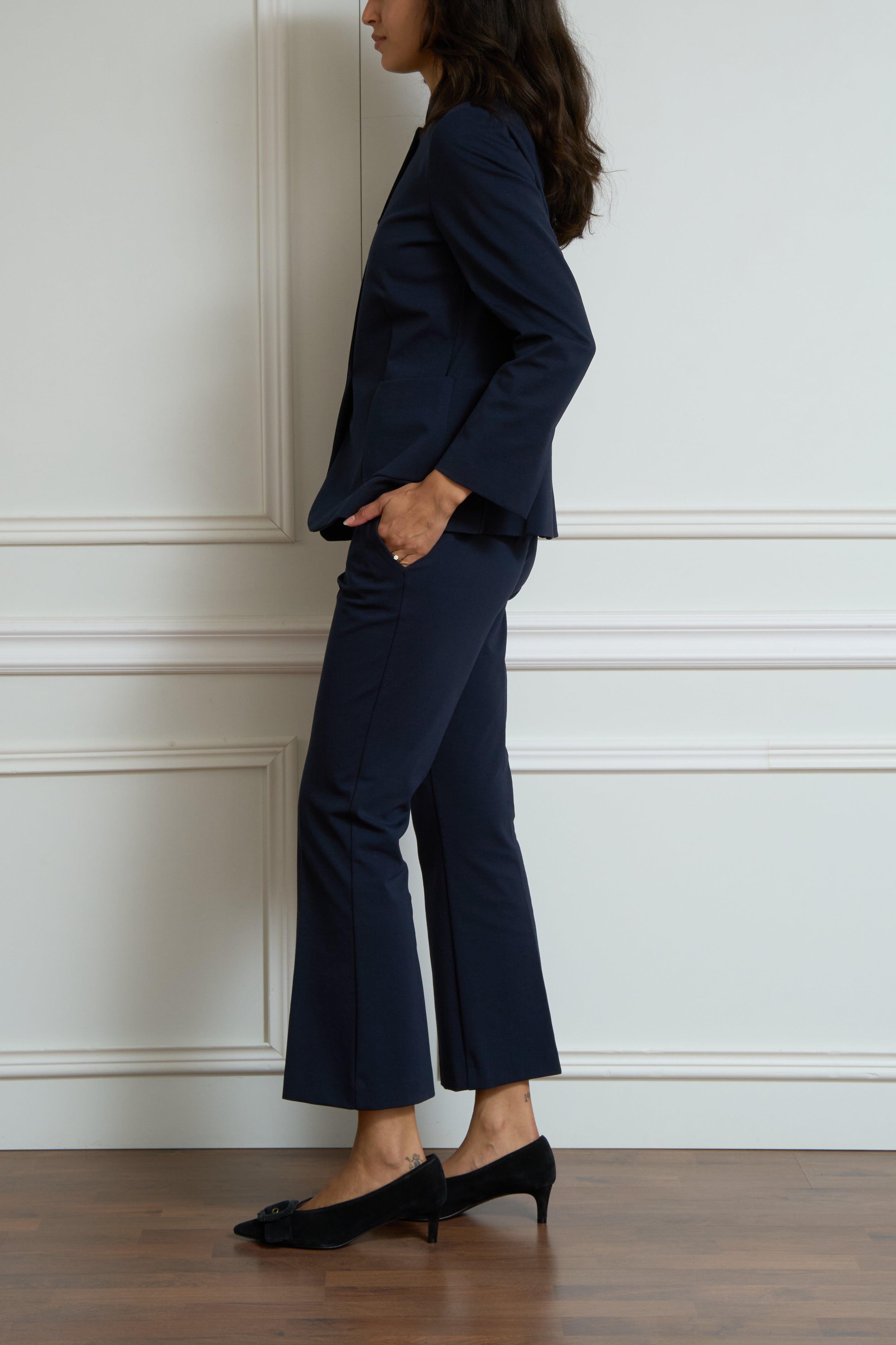 Stand-up collar blazer in blue