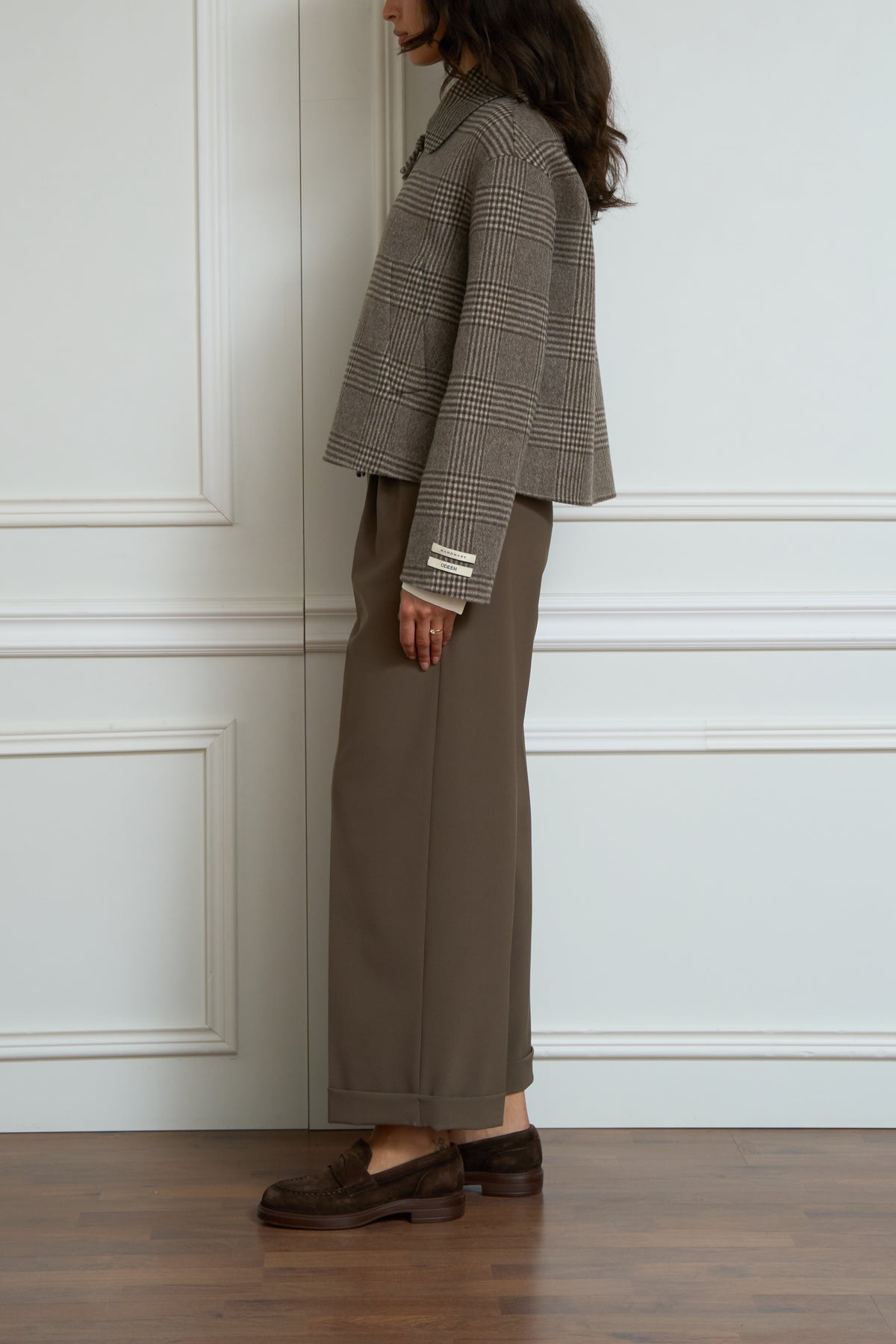 Jacke mit doppeltem Glencheck-Muster in braun