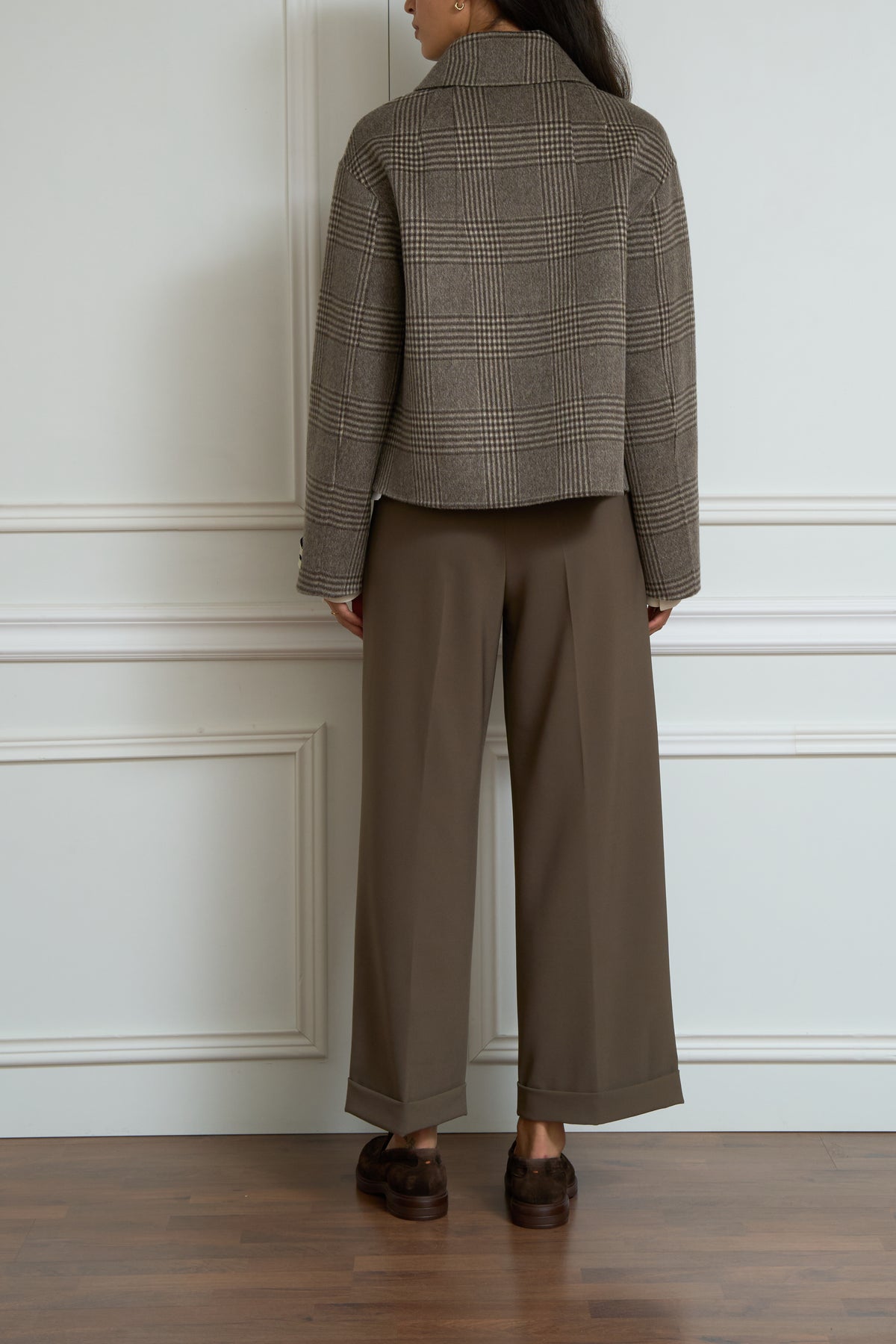 Jacke mit doppeltem Glencheck-Muster in braun