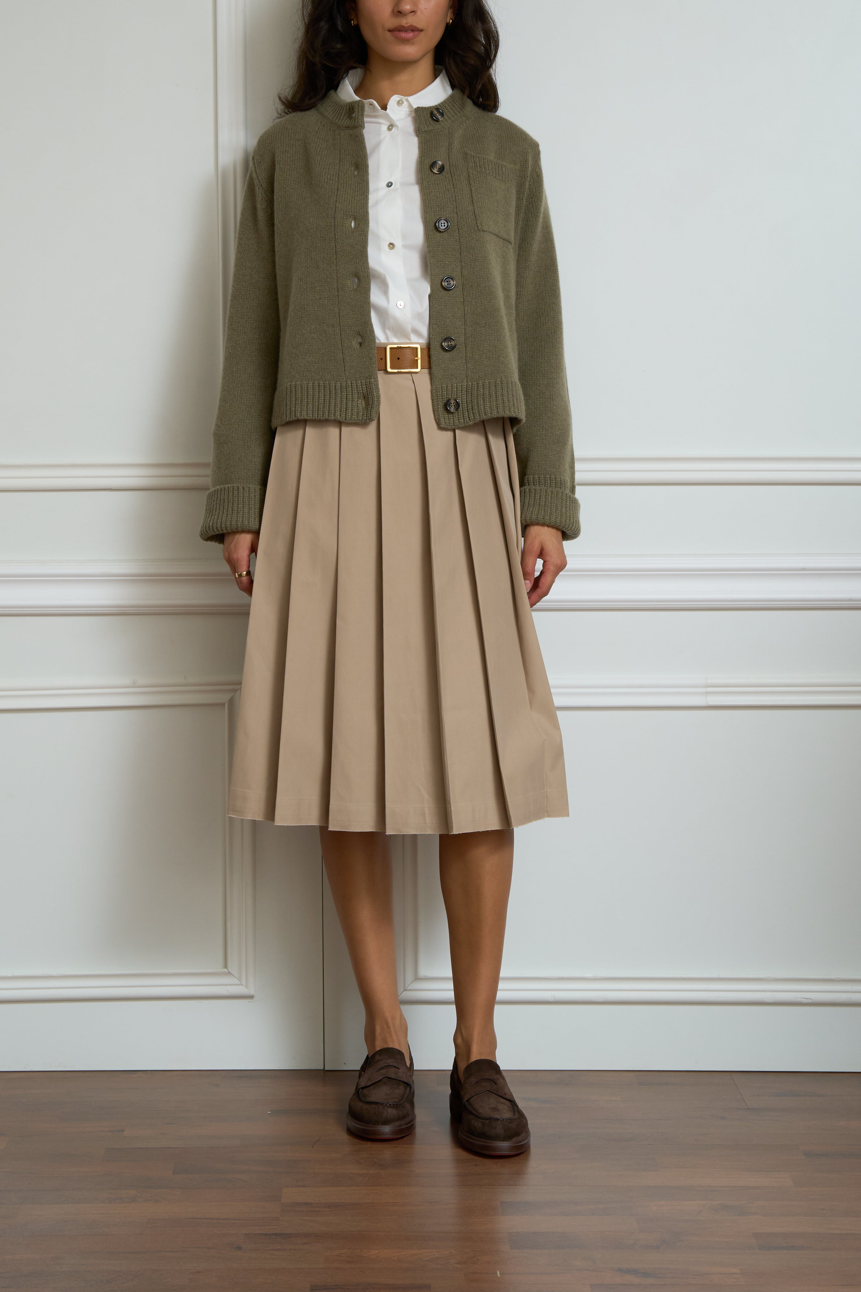Faltenrock in beige