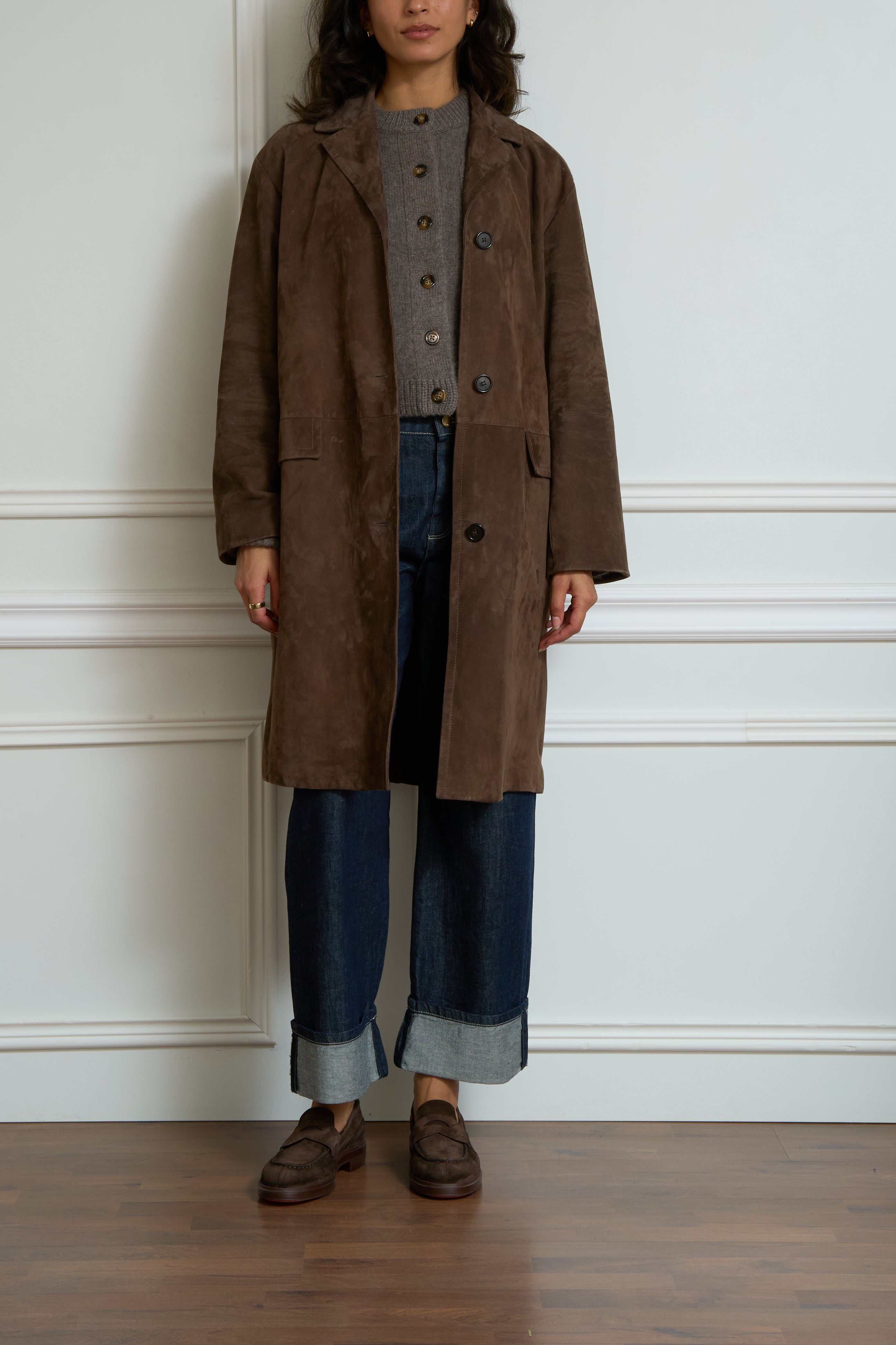 Suede coat 'Ortsenia' in brown