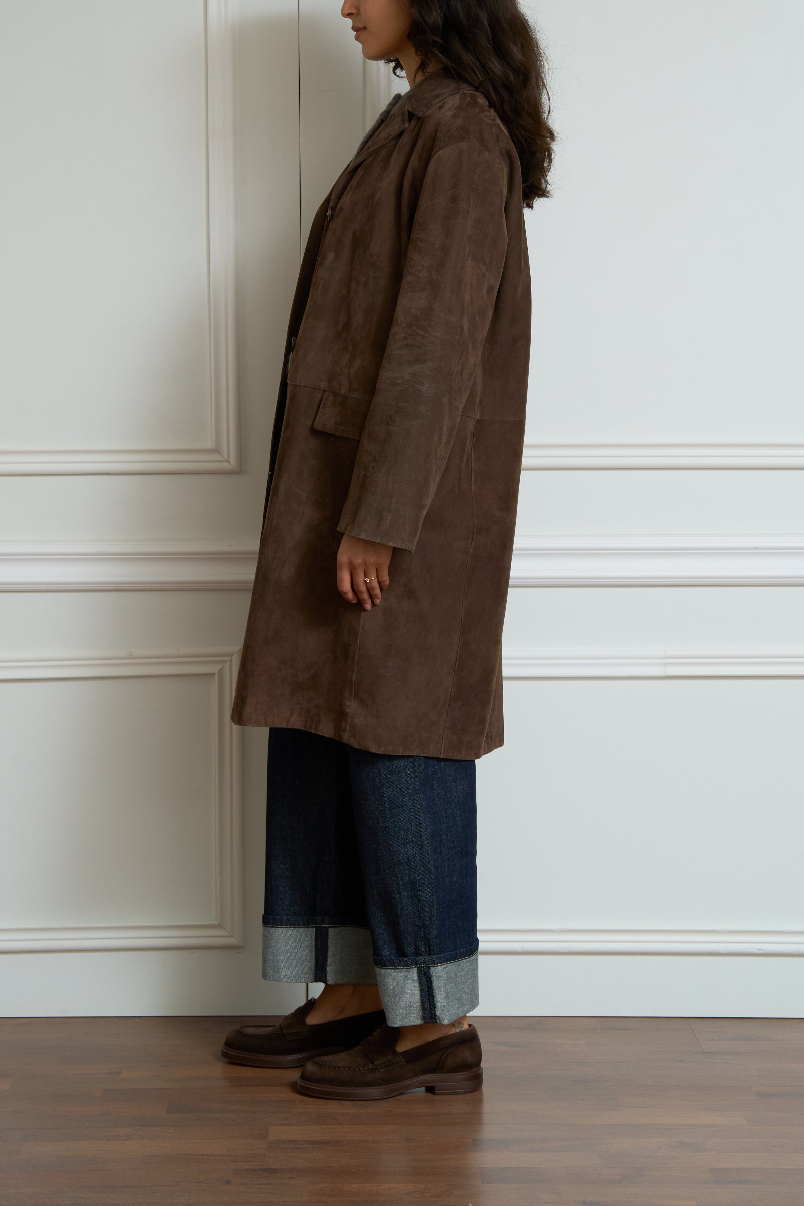 Suede coat 'Ortsenia' in brown