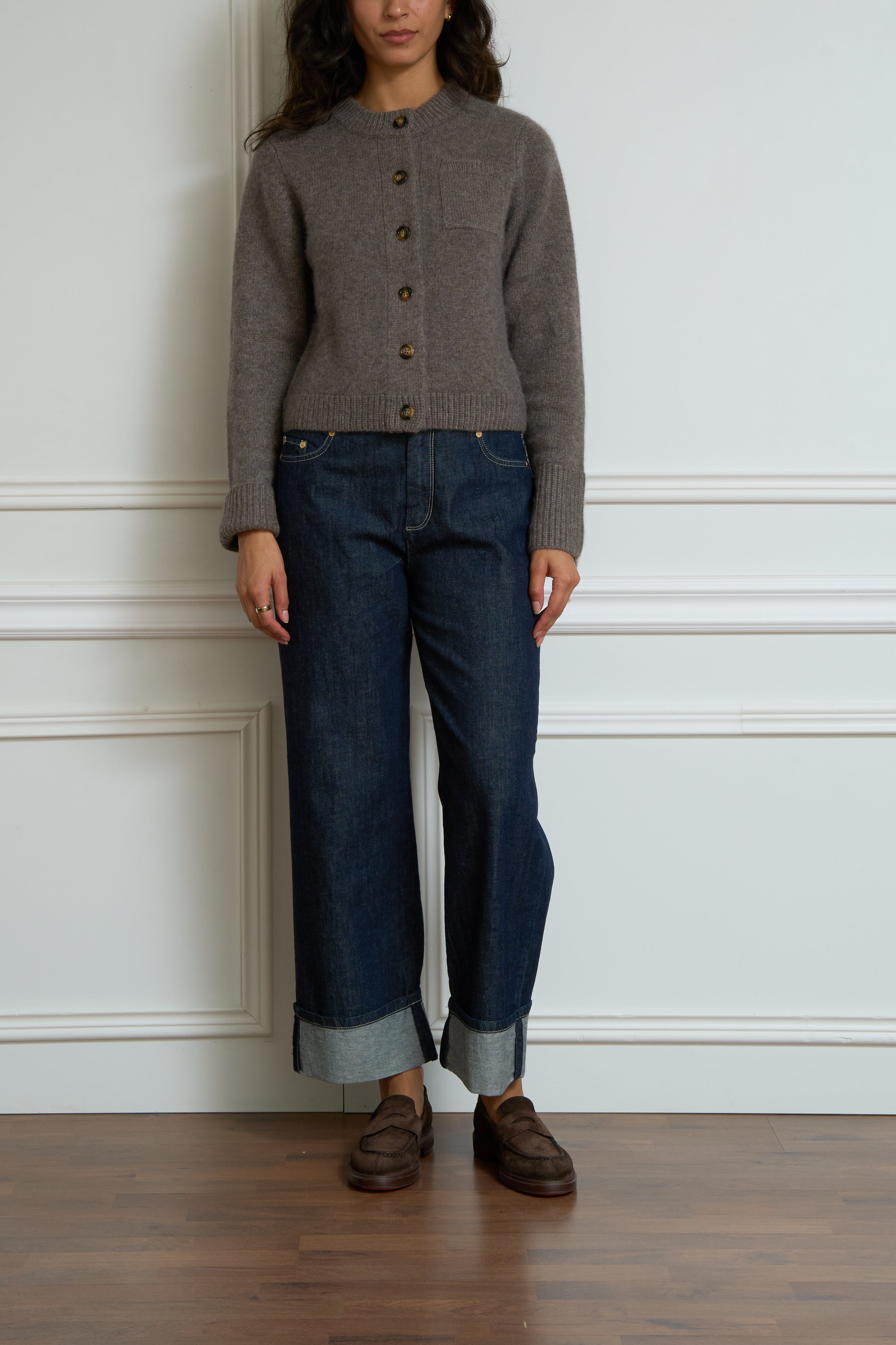 Wide-Leg Cropped-Jeans 'POGGIO' in marine