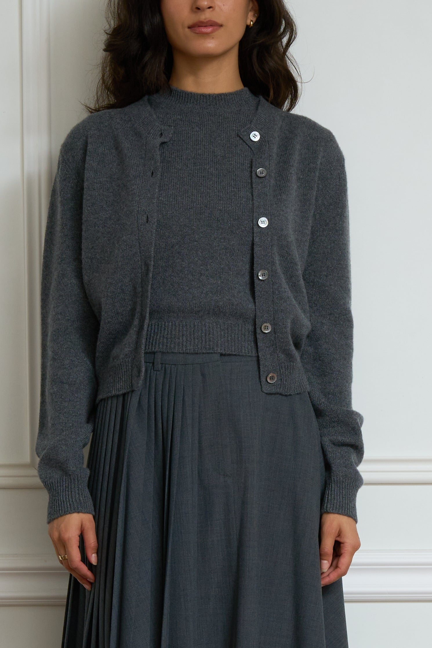 Kaschmir Strickjacke in grau