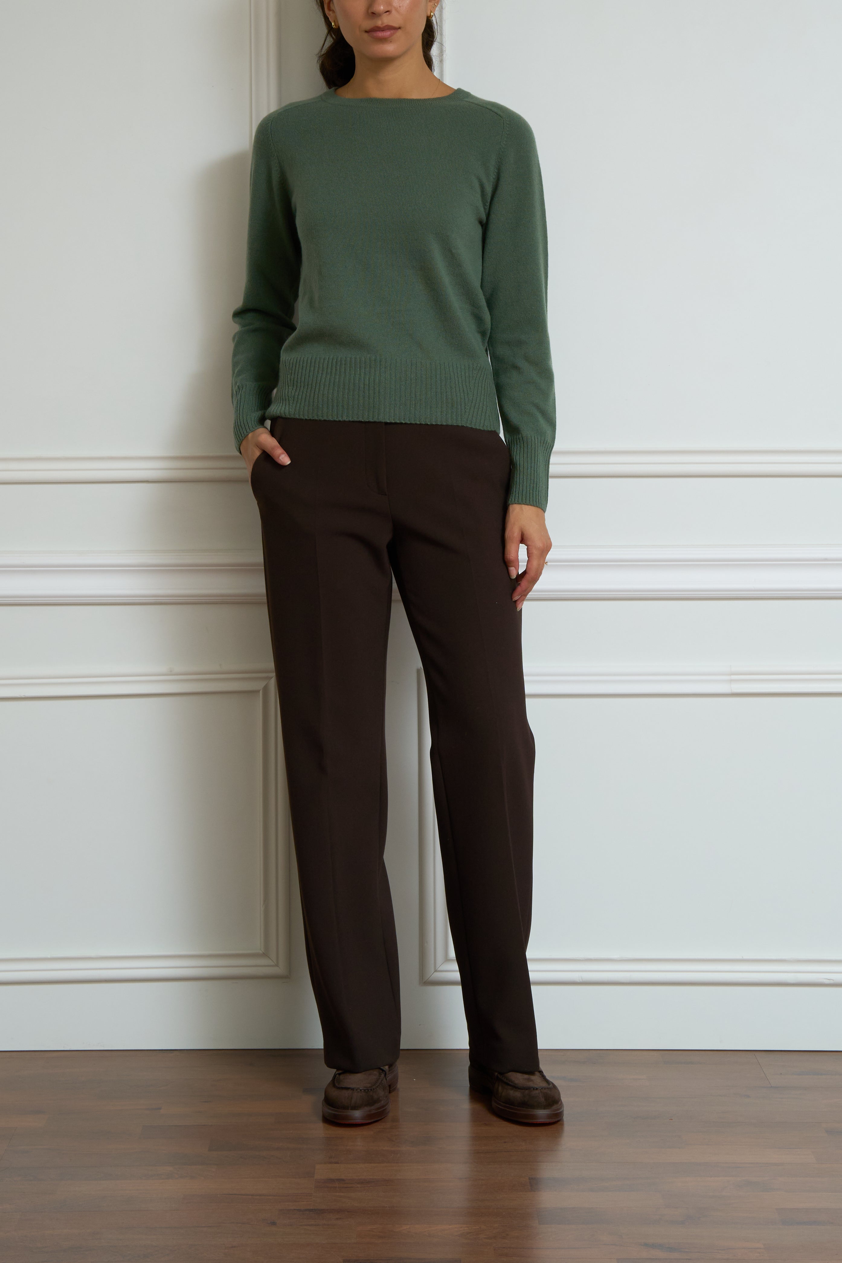 Round neck jumper in green