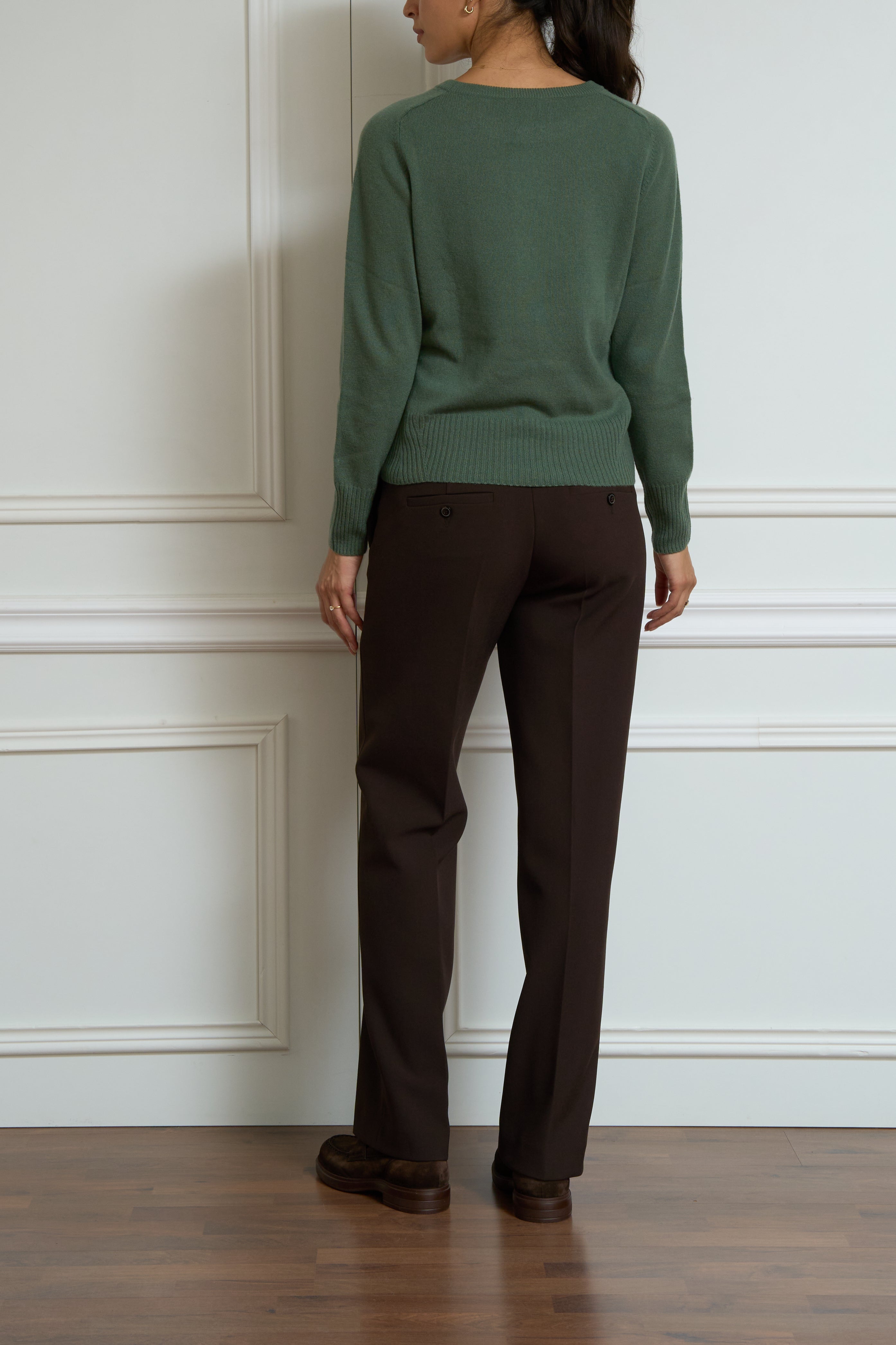 Round neck jumper in green