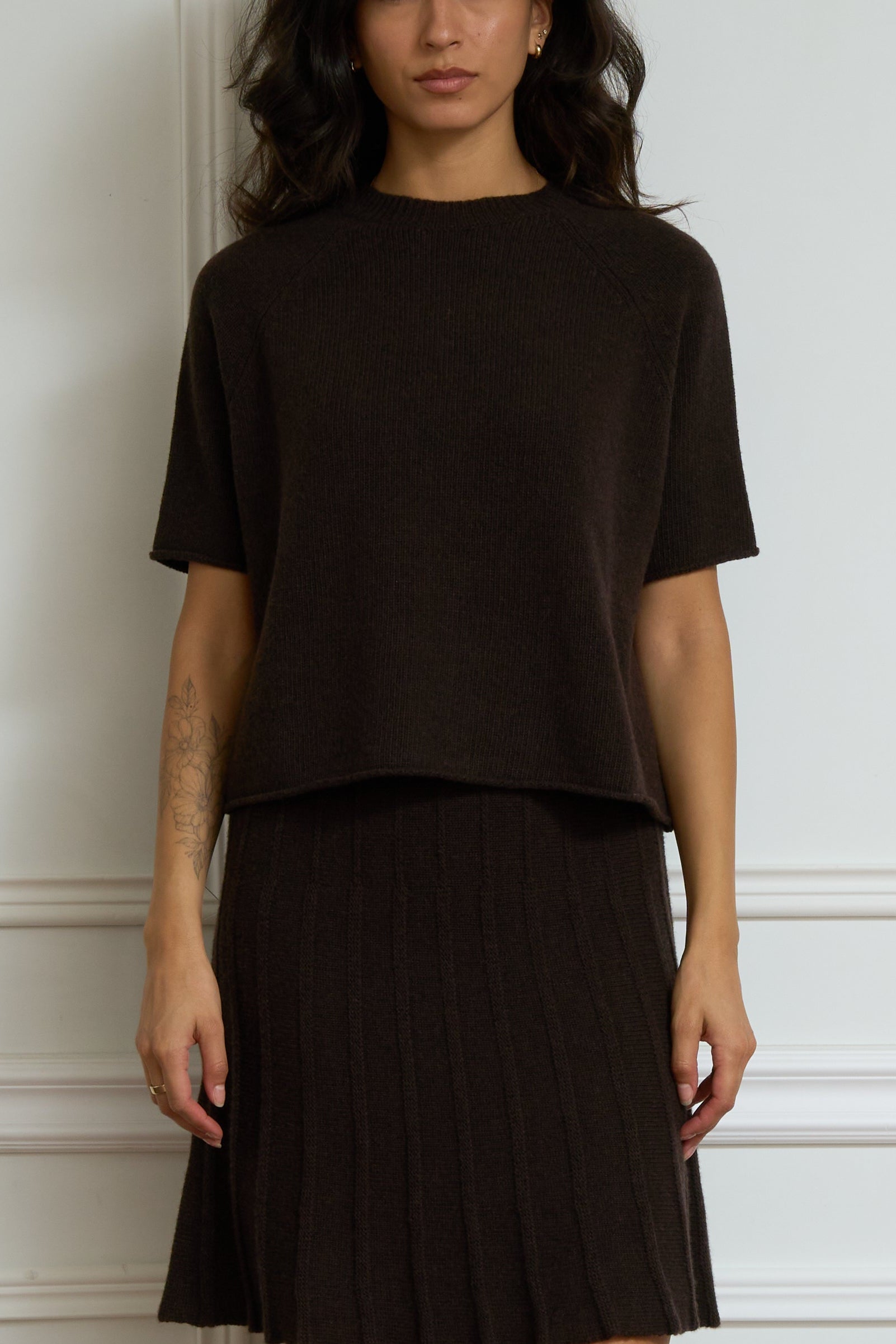 Short-sleeved sweater 'Greta' in brown