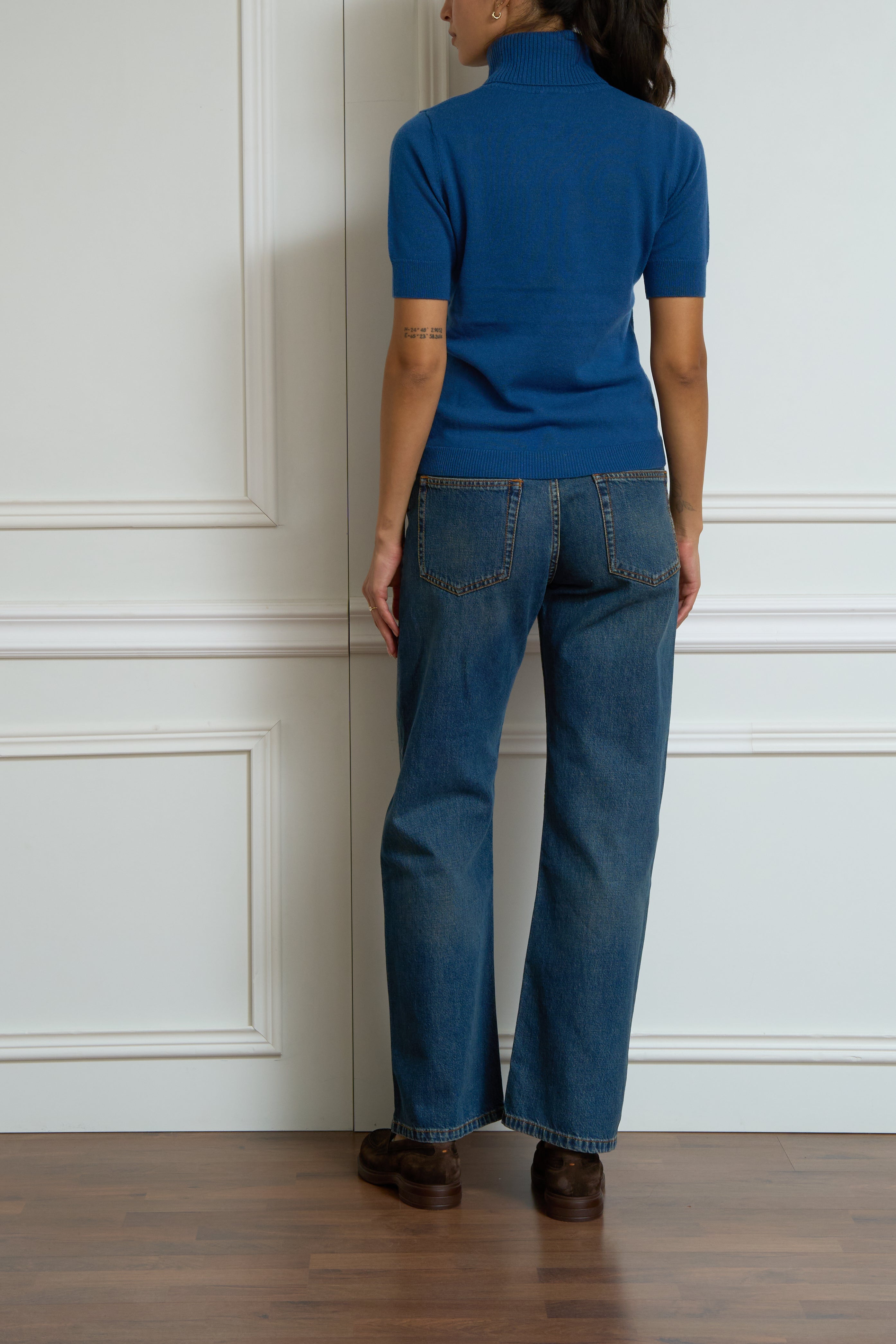 Blue turtleneck sweater