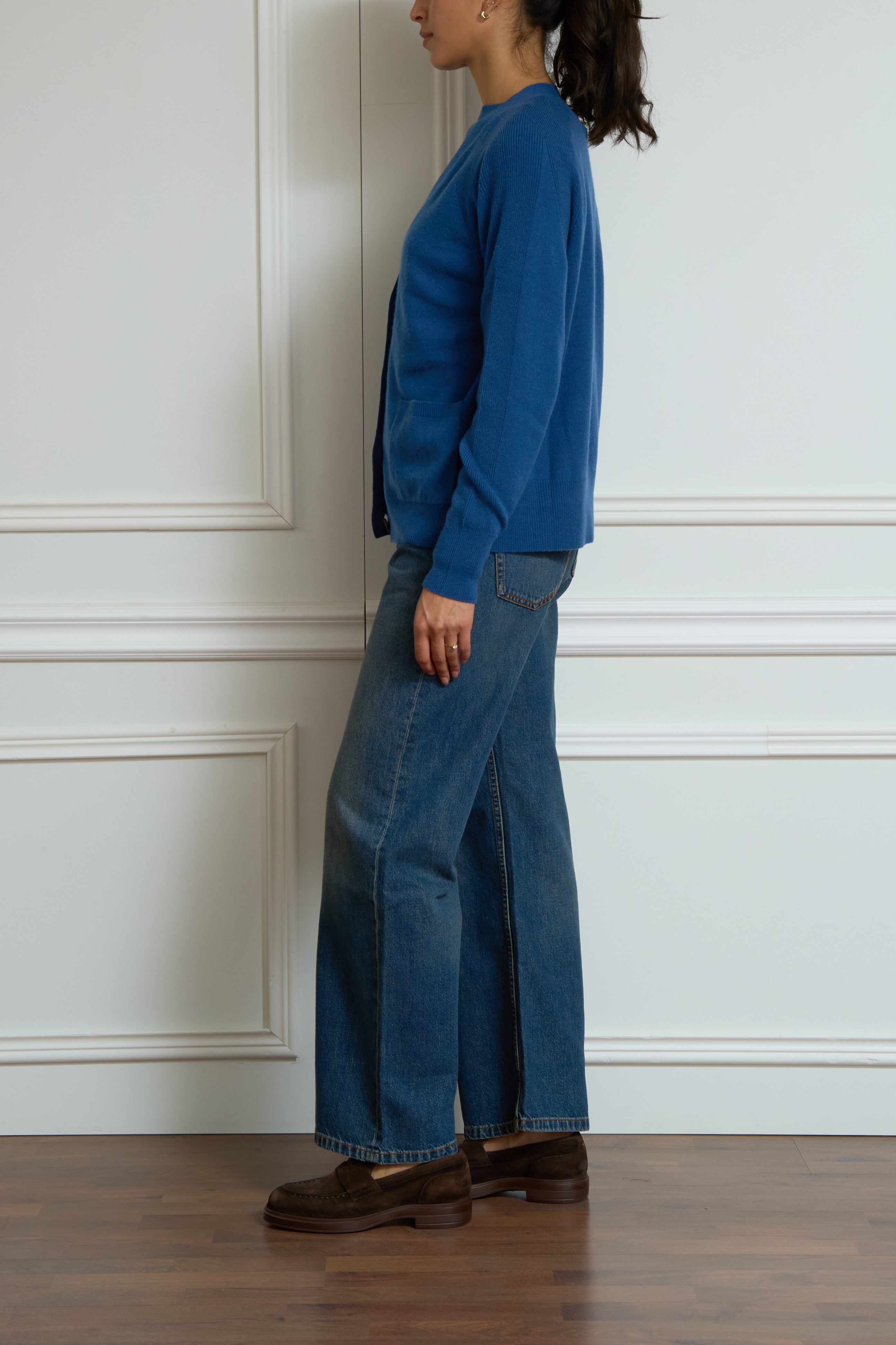 Kaschmir Strickjacke in blau
