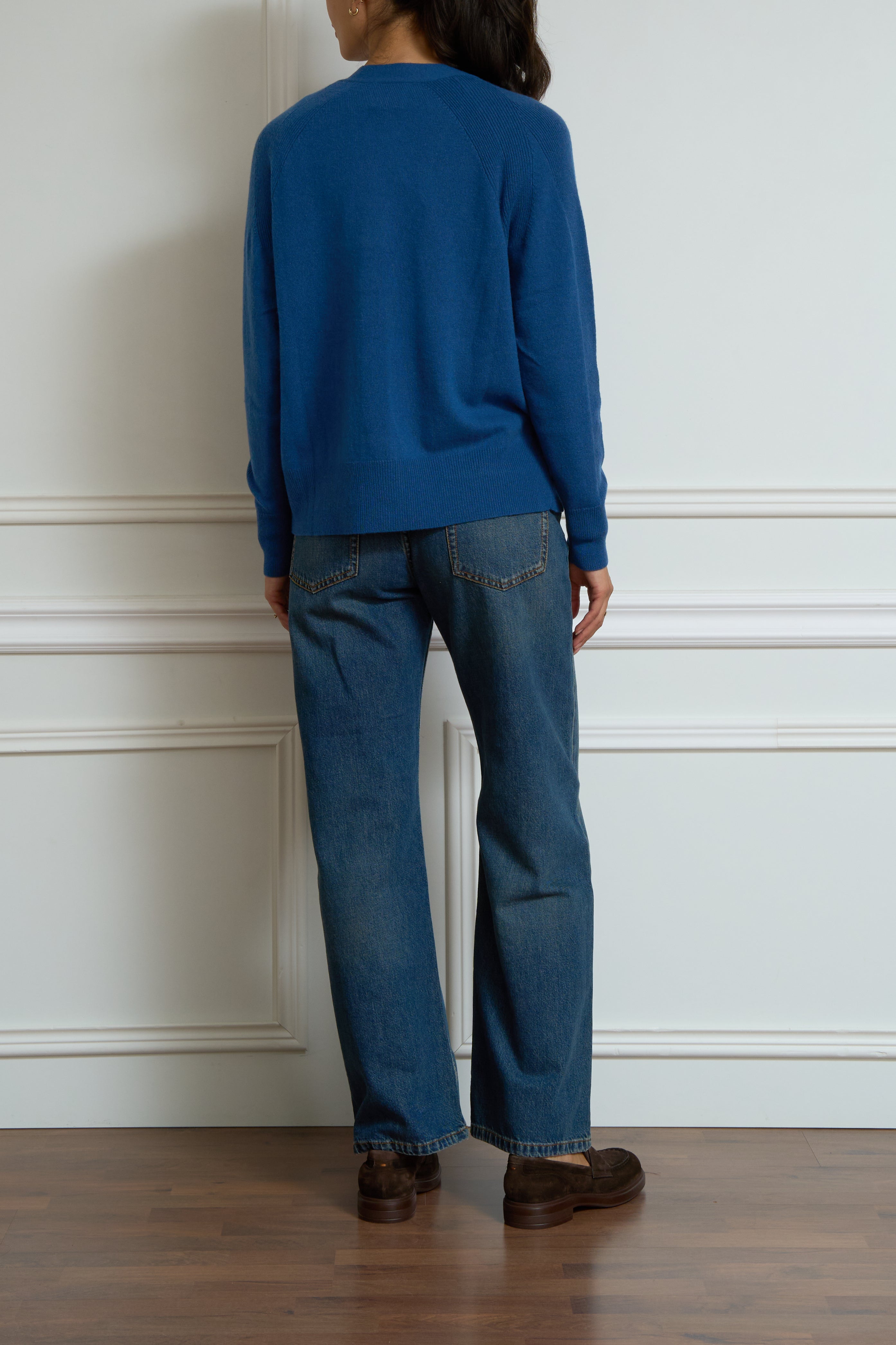 Kaschmir Strickjacke in blau