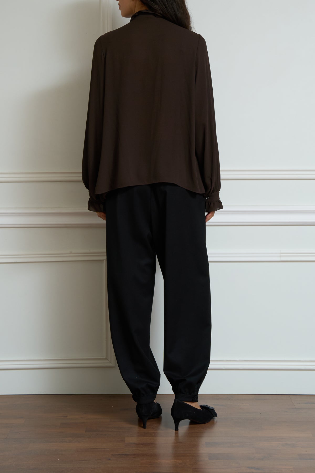 Bluse mit Rüschen-Details in braun