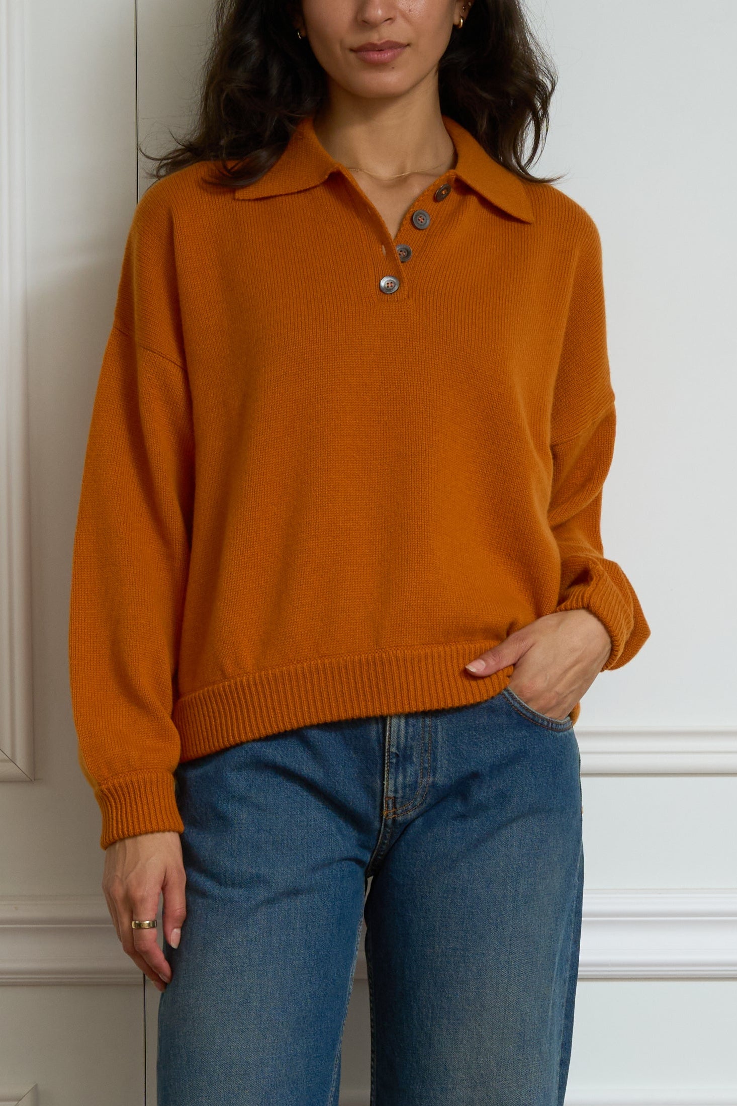 Strickpolo in orange