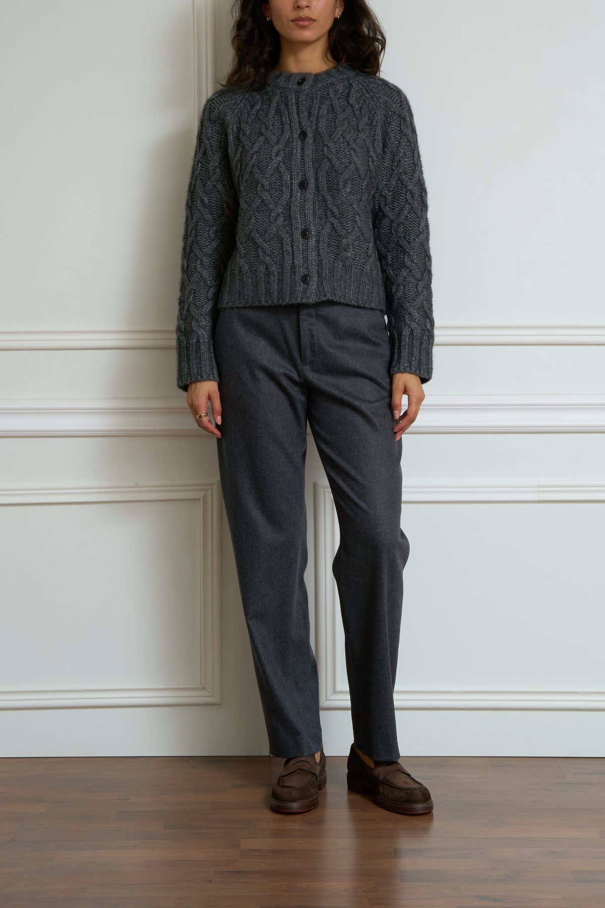Zopfstrickjacke in grau