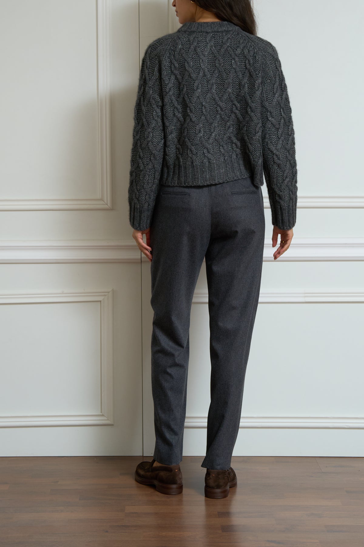 Zopfstrickjacke in grau