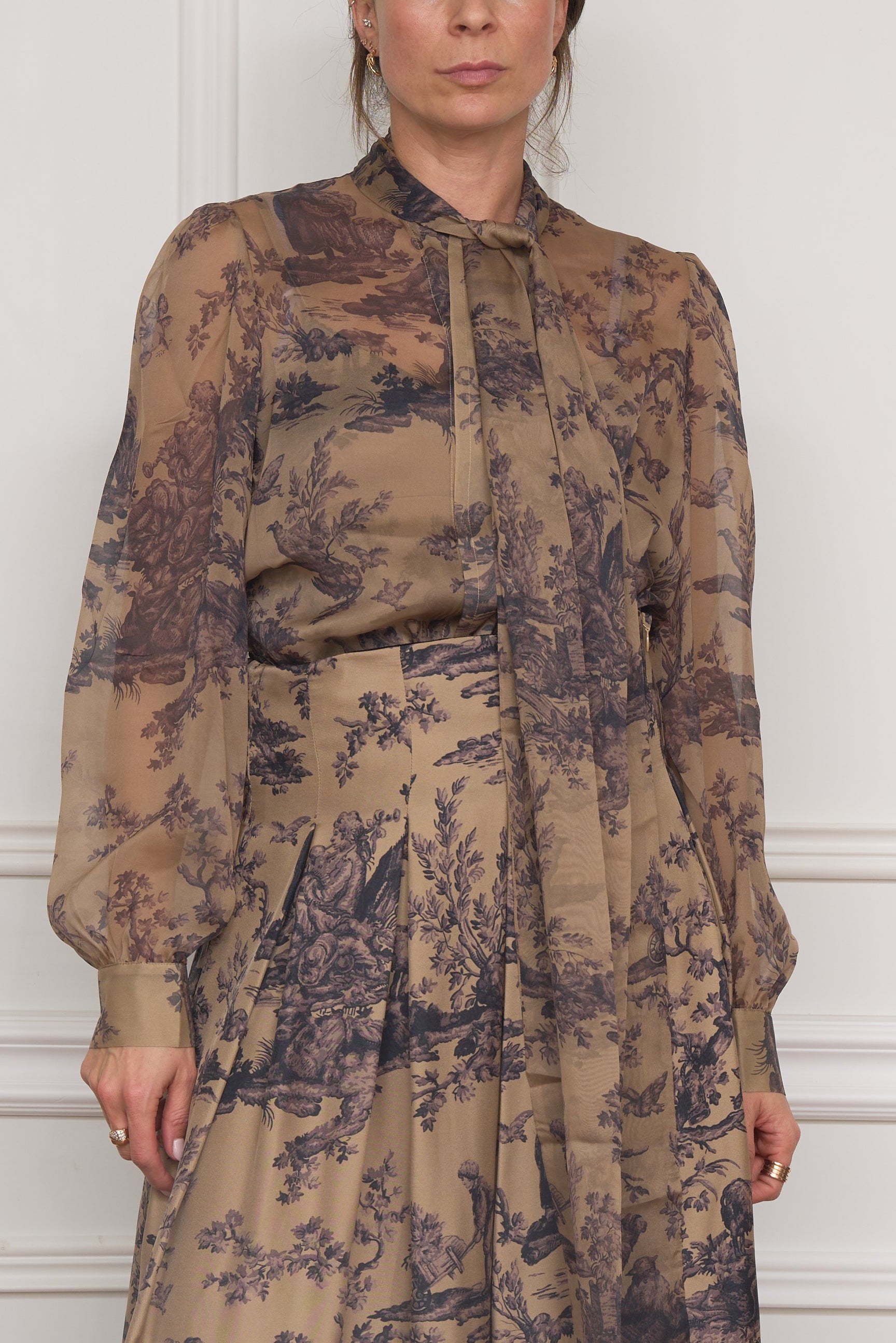 Seidenbluse in beige/lila