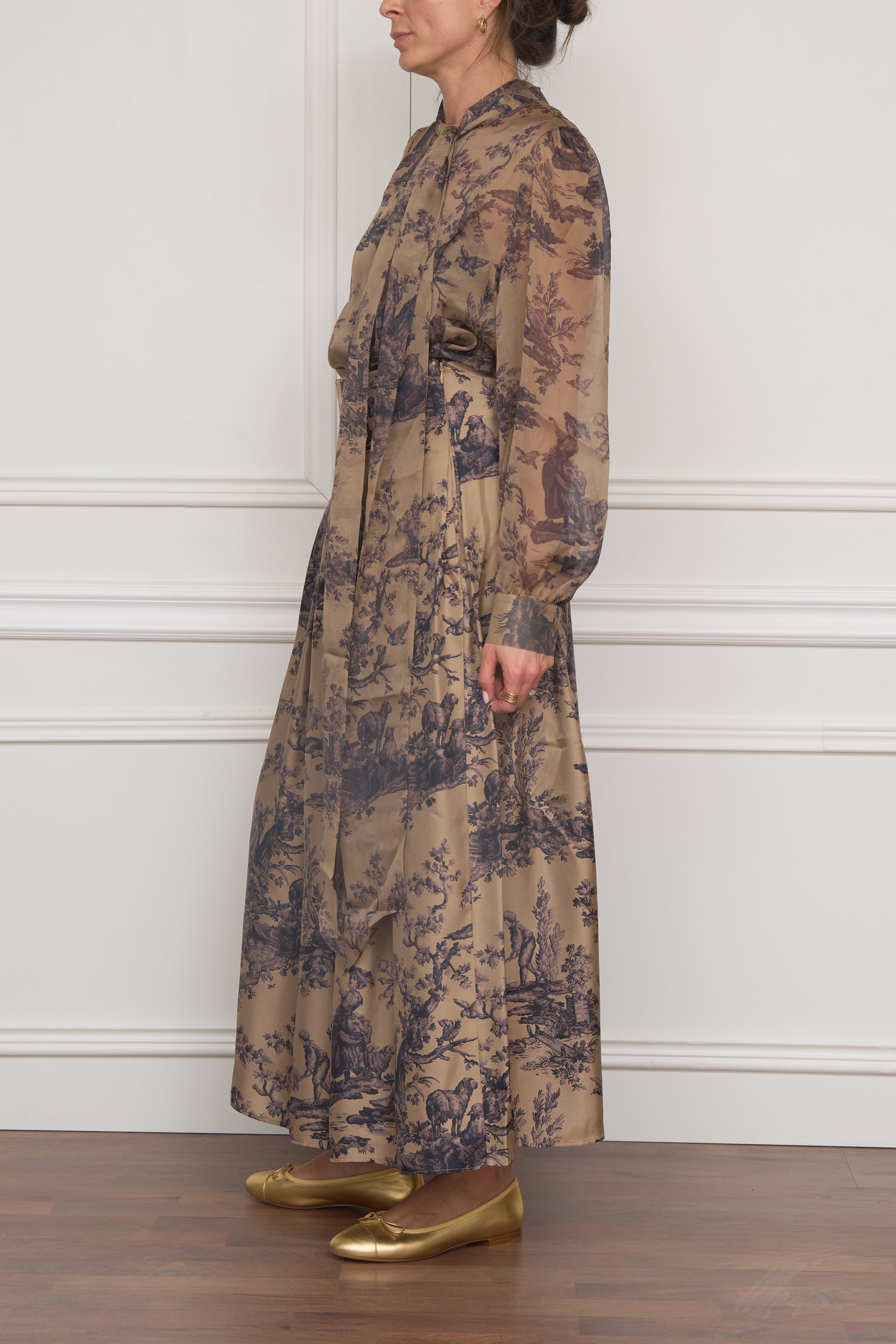 Seidenrock in beige/lila