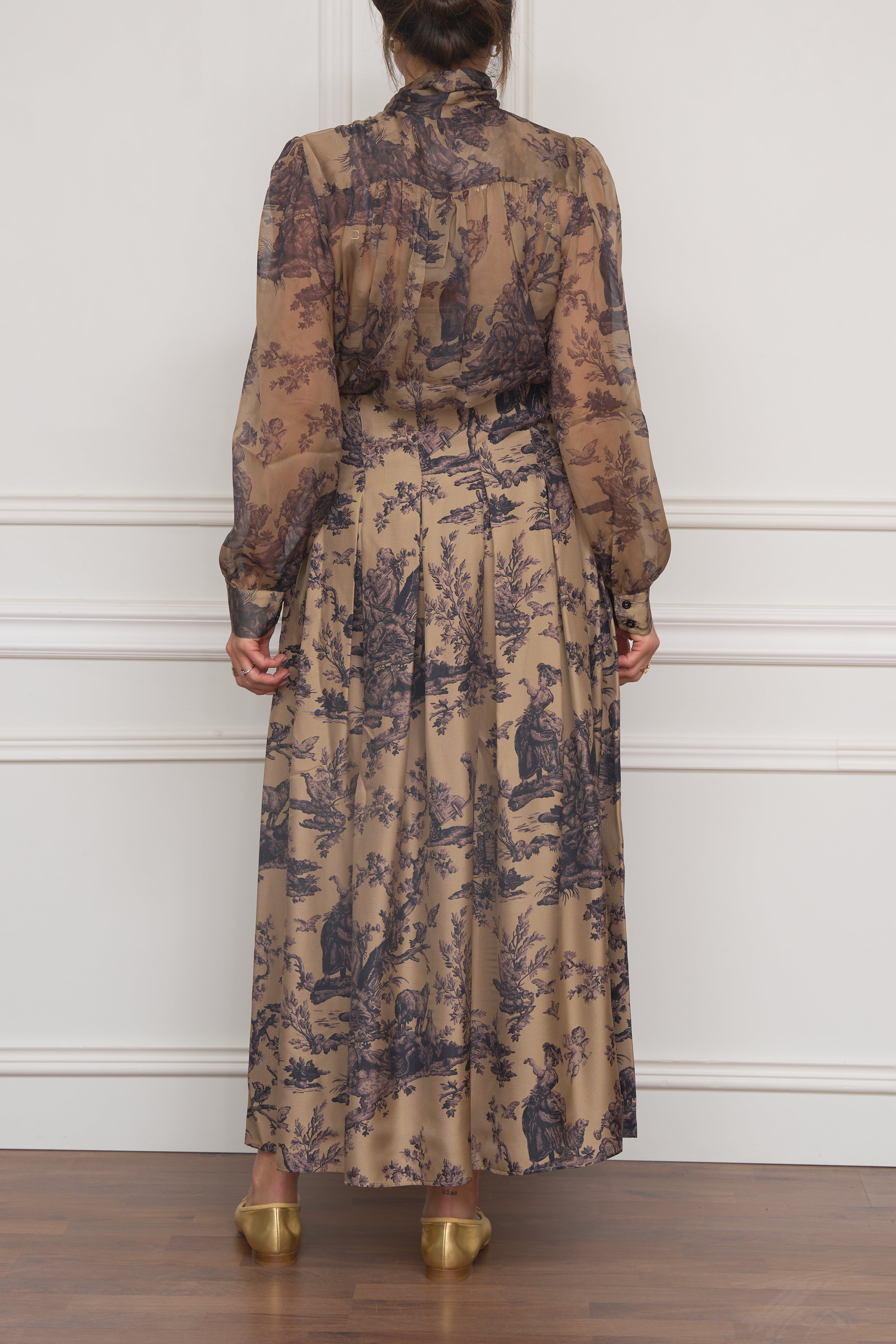 Seidenbluse in beige/lila