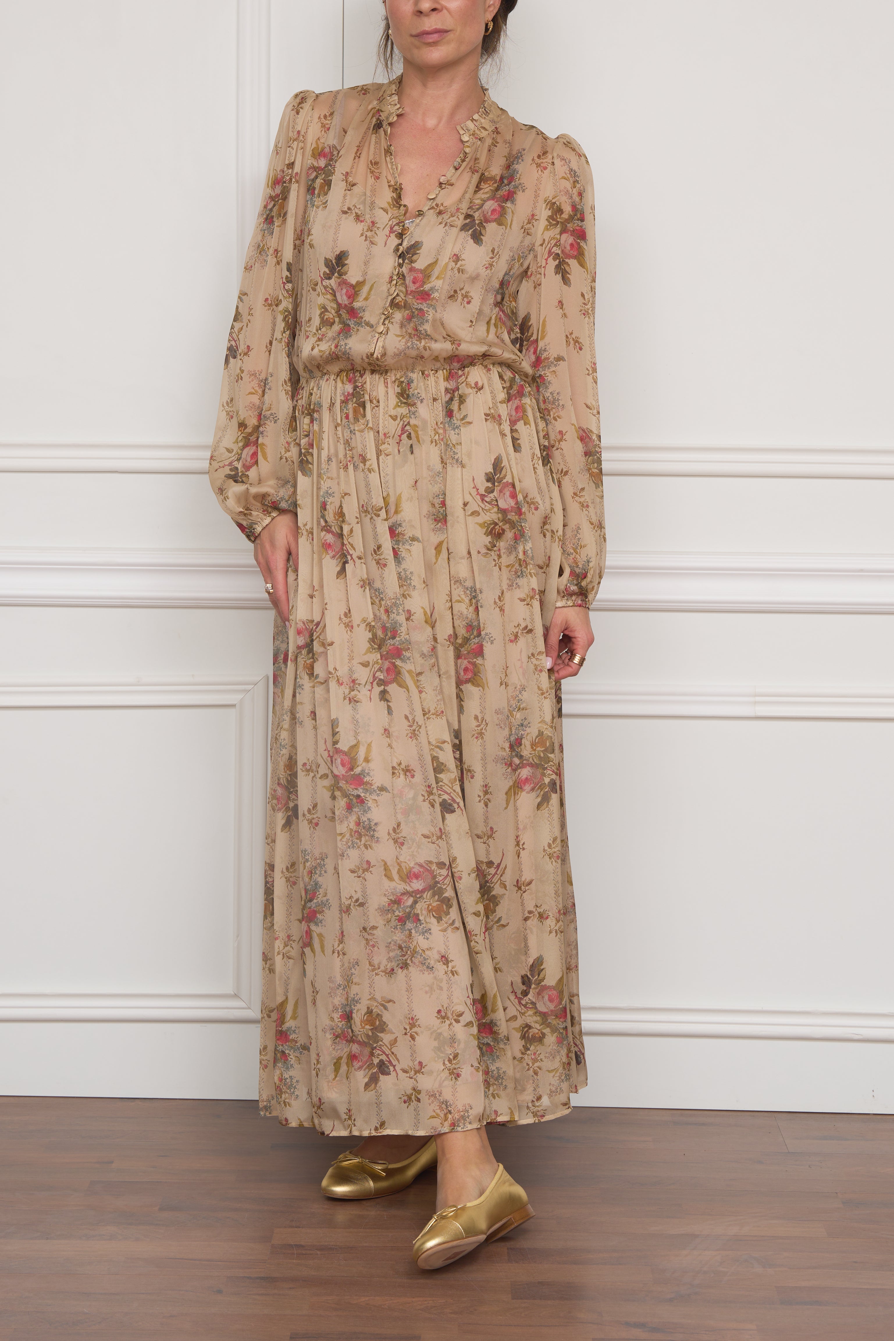 Gemustertes Kleid in beige