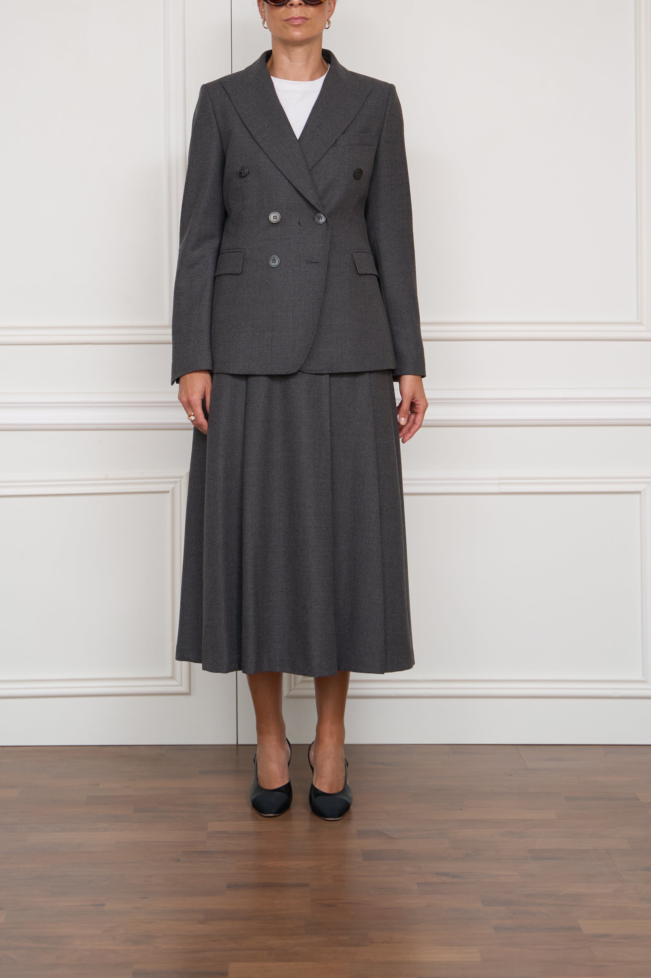 Straight trousers with button details in dark blue