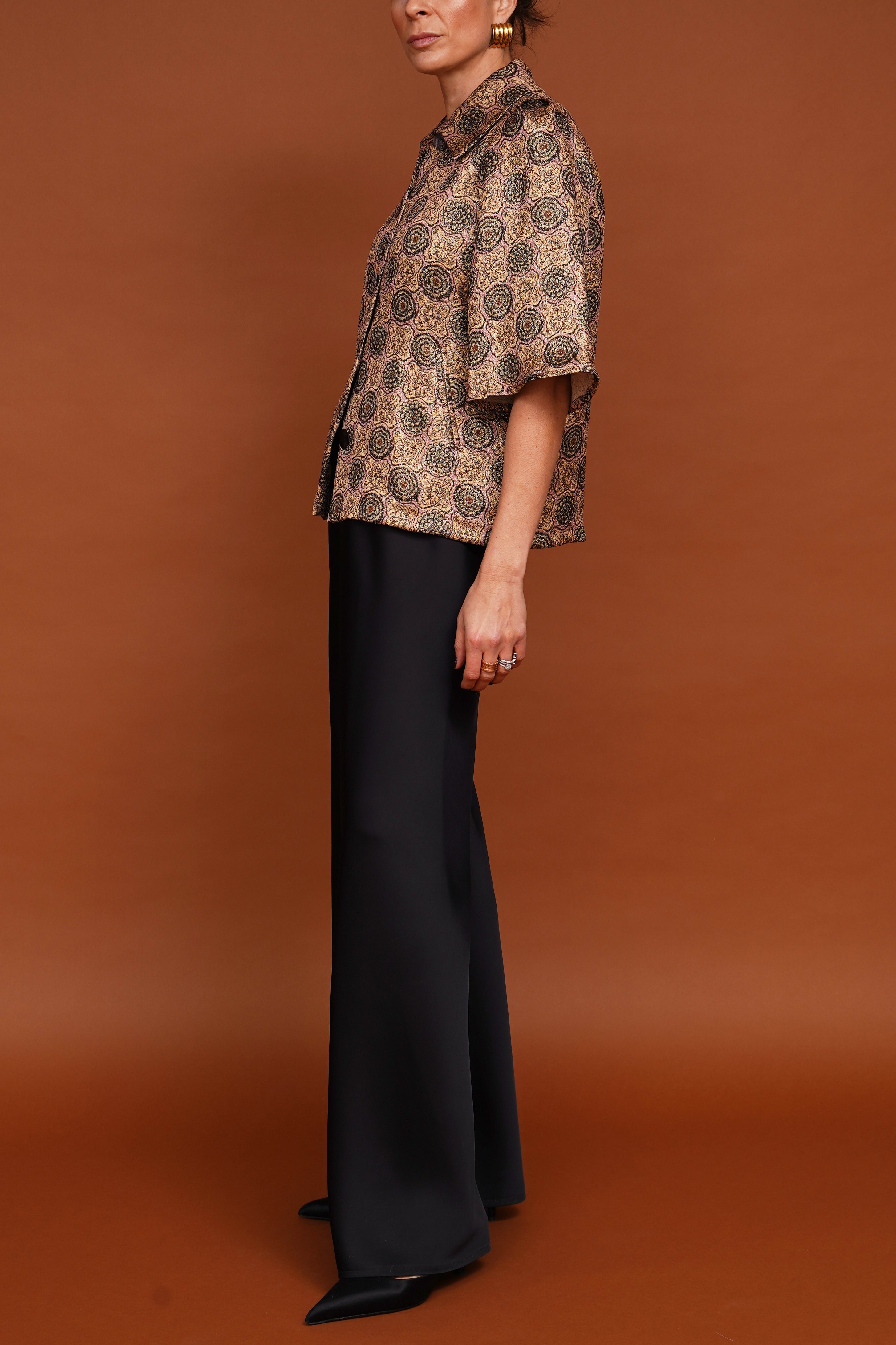 Kurzärmlige Hemdbluse in multi