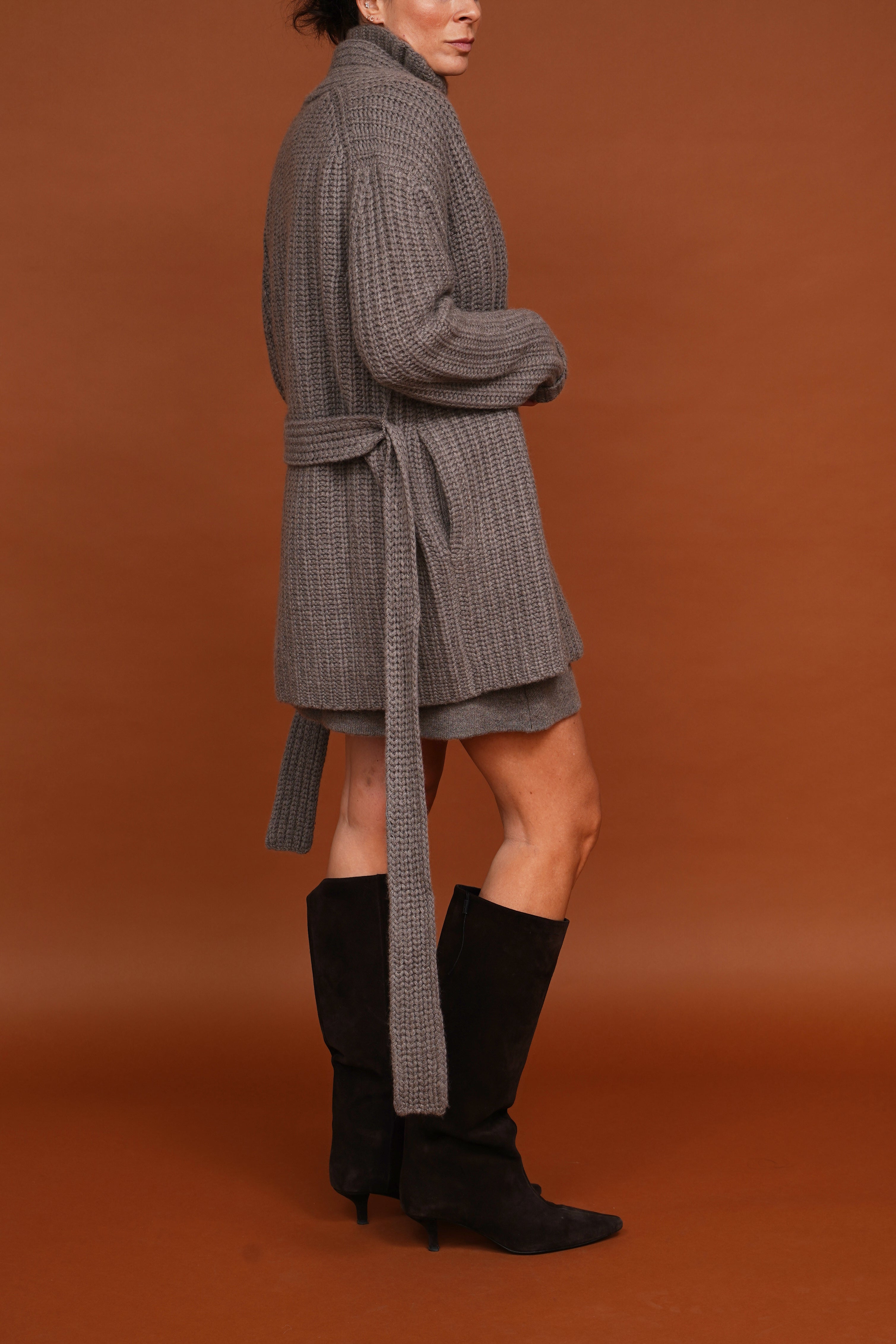 Kaschmir-Strickjacke ' Jacqueline' in taupe