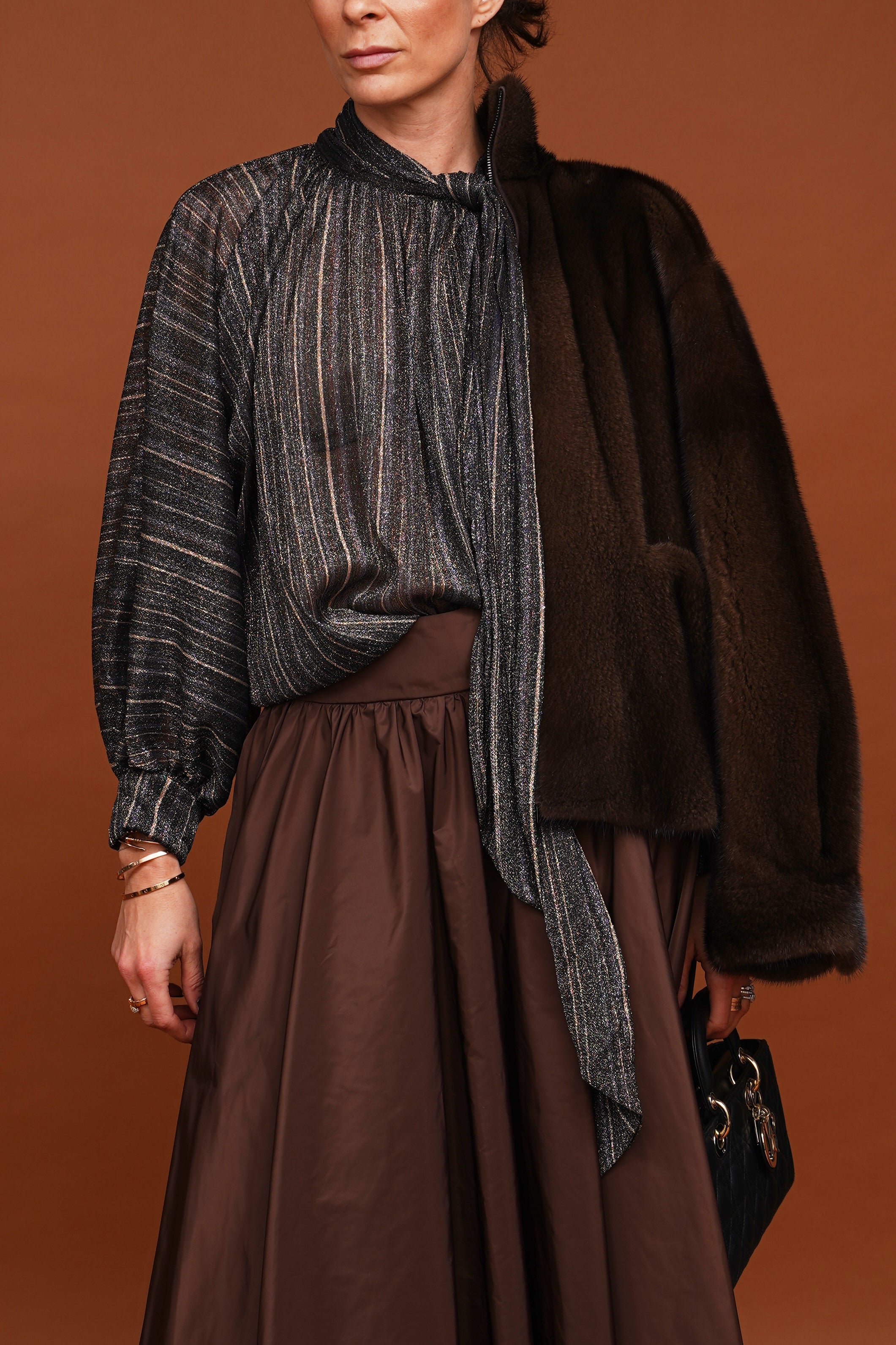 Glitzerende Schluppenbluse in multi