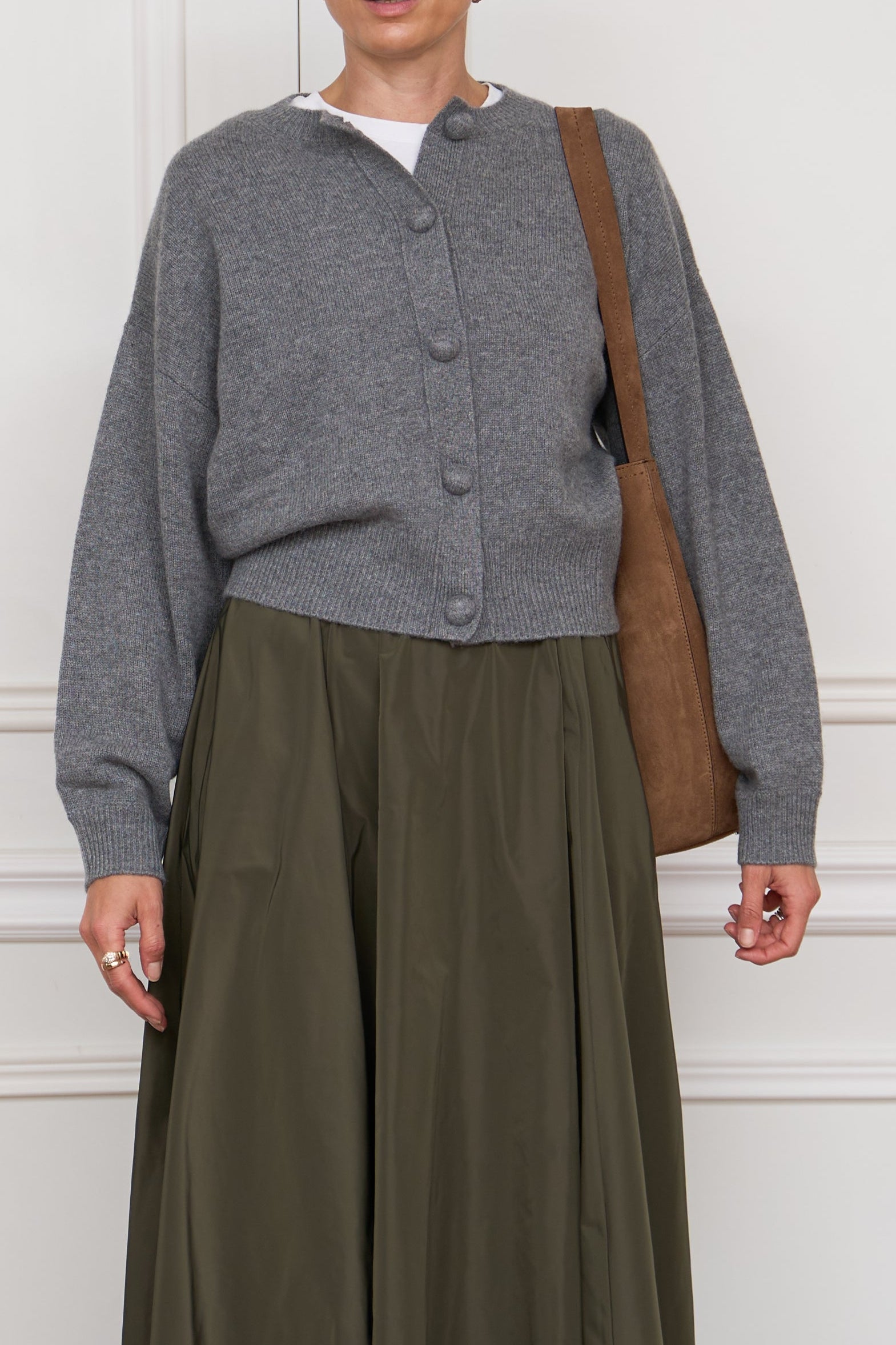 Kaschmir-Strickjacke in grau